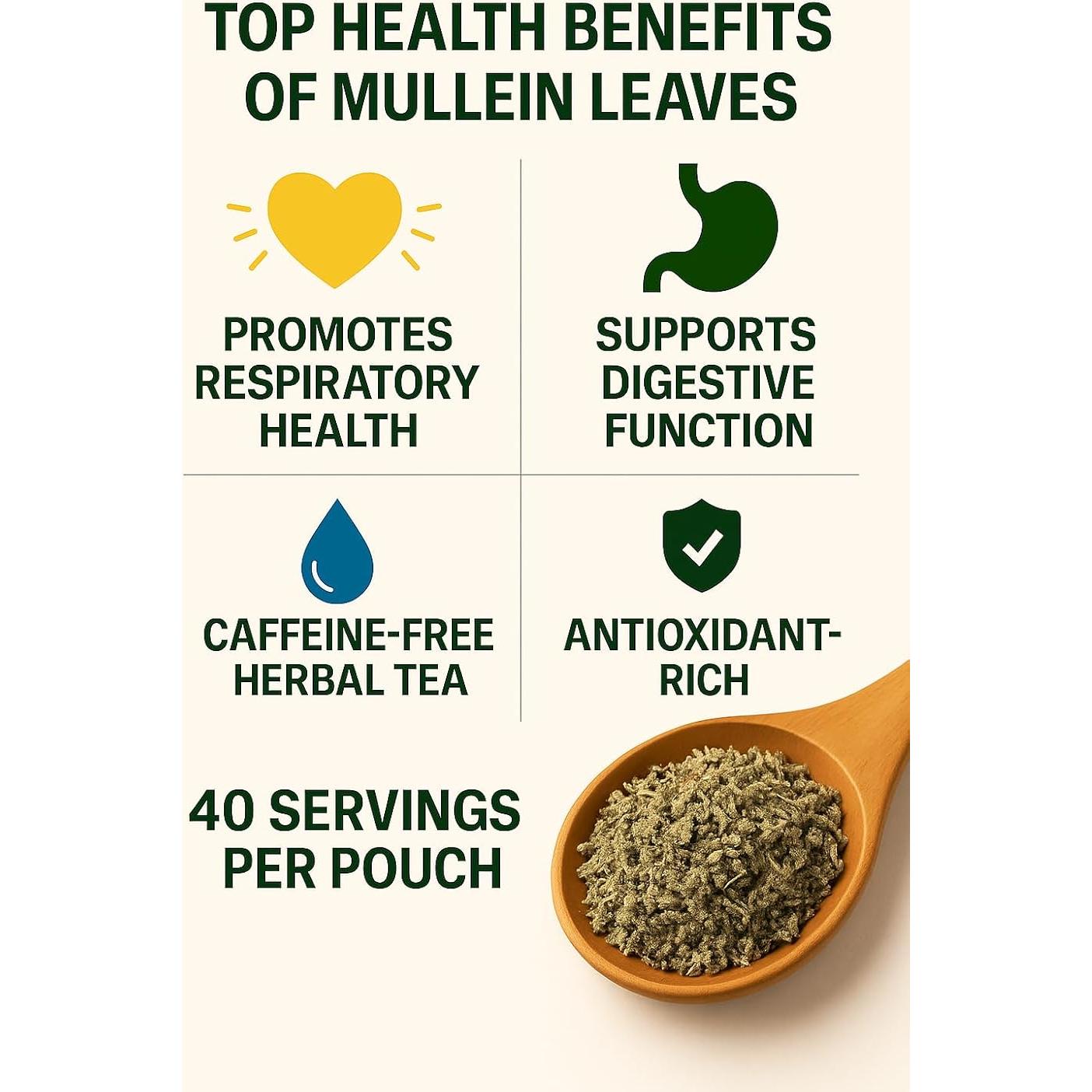 Té de Hoja de Mullein Duals Natural 60g - Sin Cafeína, 40 Porciones