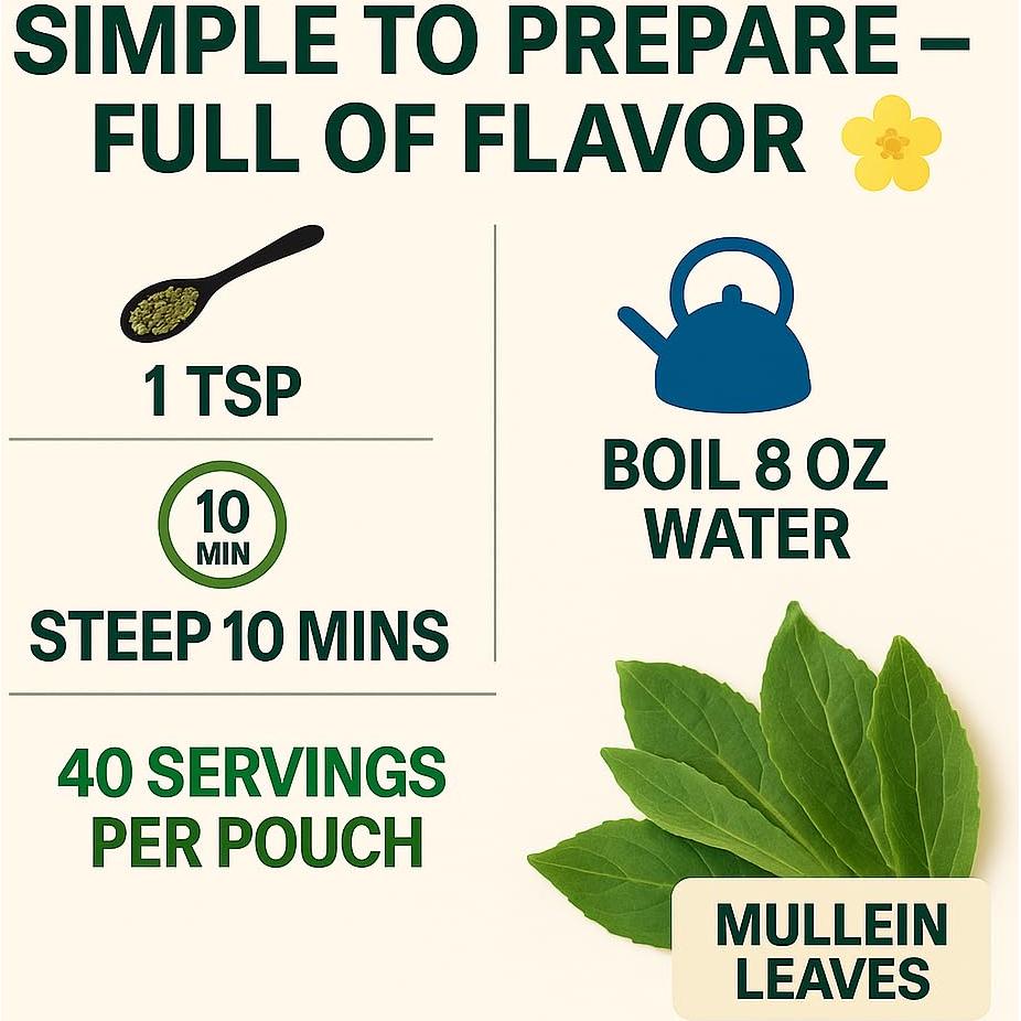 Té de Hoja de Mullein Duals Natural 60g - Sin Cafeína, 40 Porciones