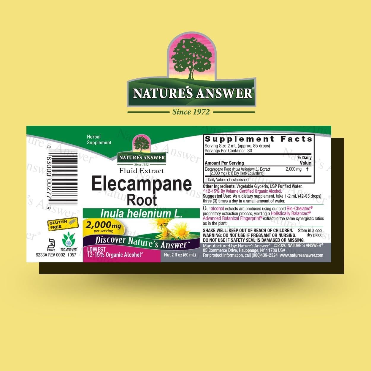 Raíz de Elecampane Nature's Answer 60 ml - Suplemento Herbal Orgánico