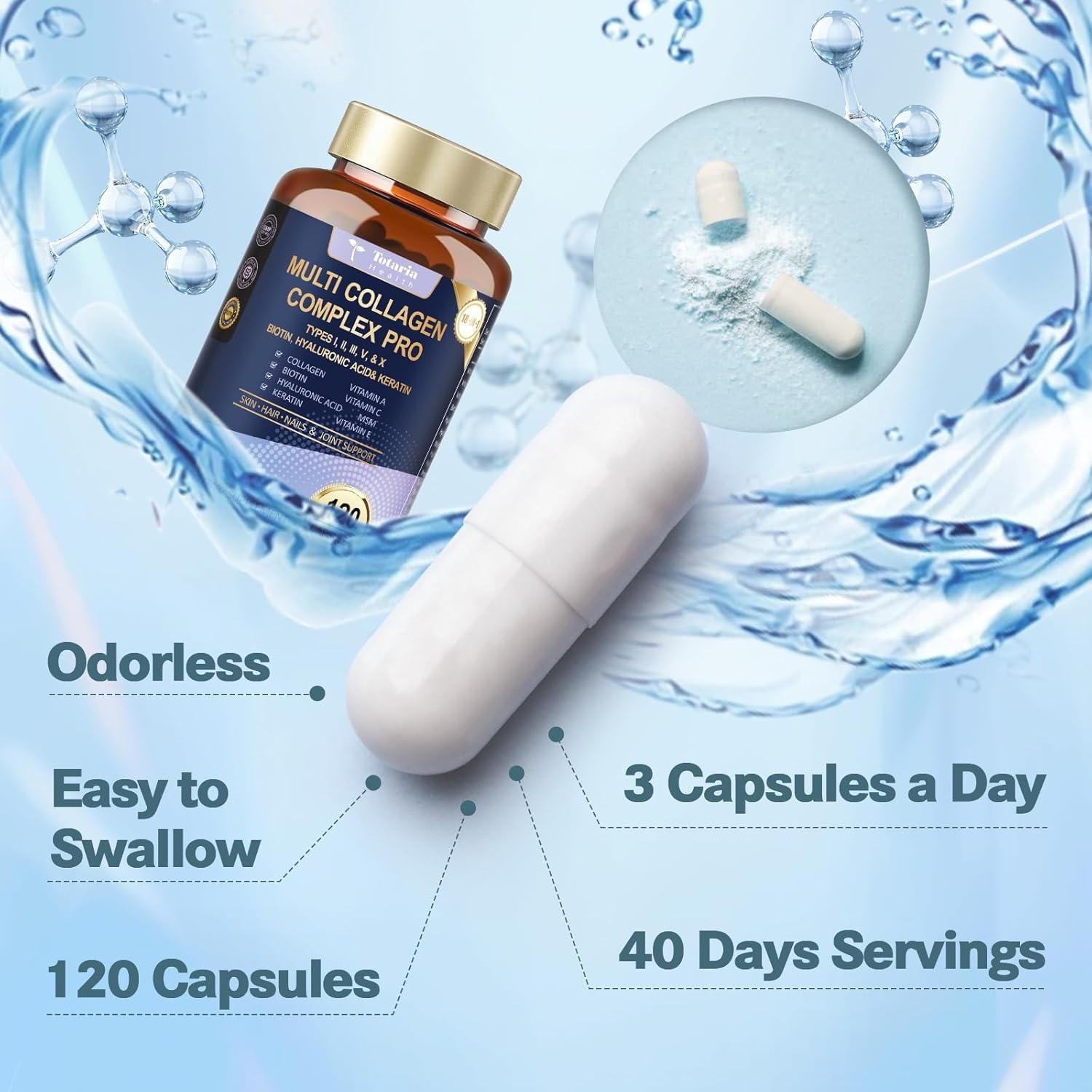 Cápsulas de Colágeno Pro Totaria 120 Caps - 18 en 1 con Biotina