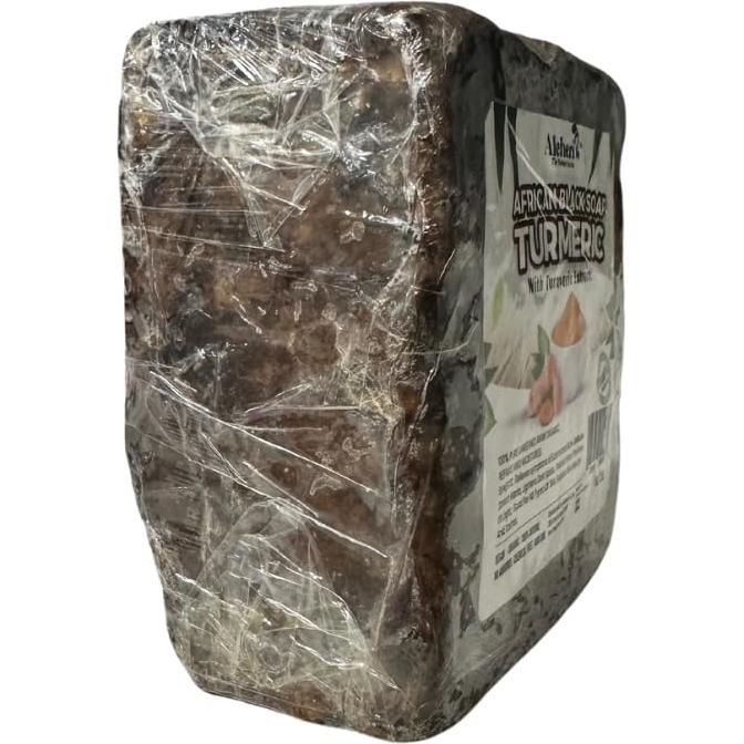 Jabón Negro Africano Aleheri 100% Crudo con Cúrcuma - Multipack 2