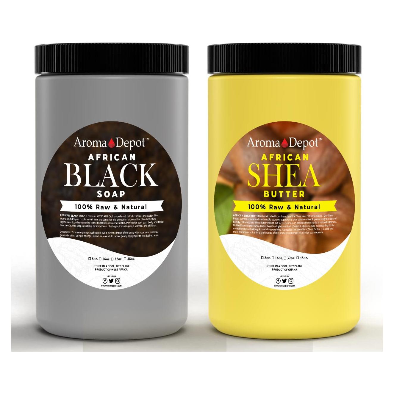 Jabón Negro Africano Crudo y Manteca de Karité Amarilla 0.91 kg - Hidratante Natural