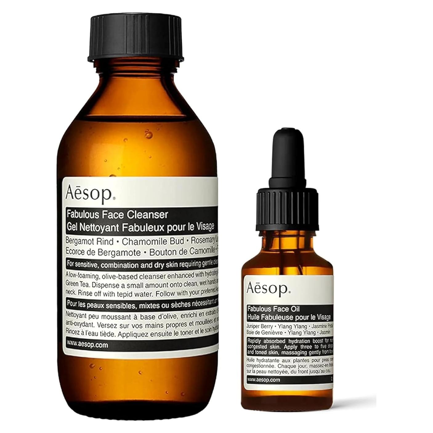 Fabulous Face Cleanser (3.6oz) + Face Oil (0.8oz) | Foaming Cleanser & Moisturizing Botanical Oil for Sensitive Skin | Amazon Exclusive | Paraben & Cruelty-Free