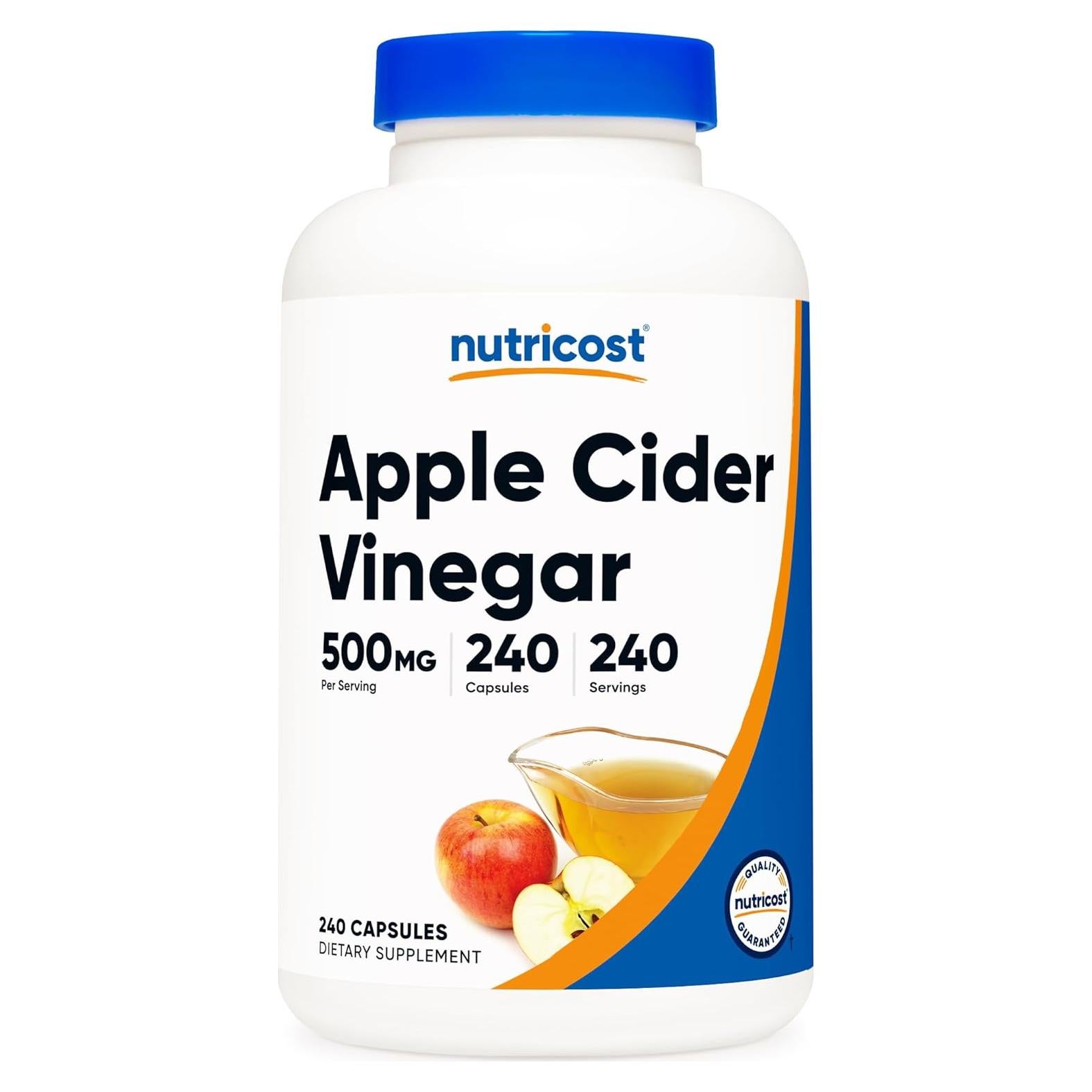 Cápsulas de Vinagre de Sidra de Manzana Nutricost 500mg - 240 Unidades