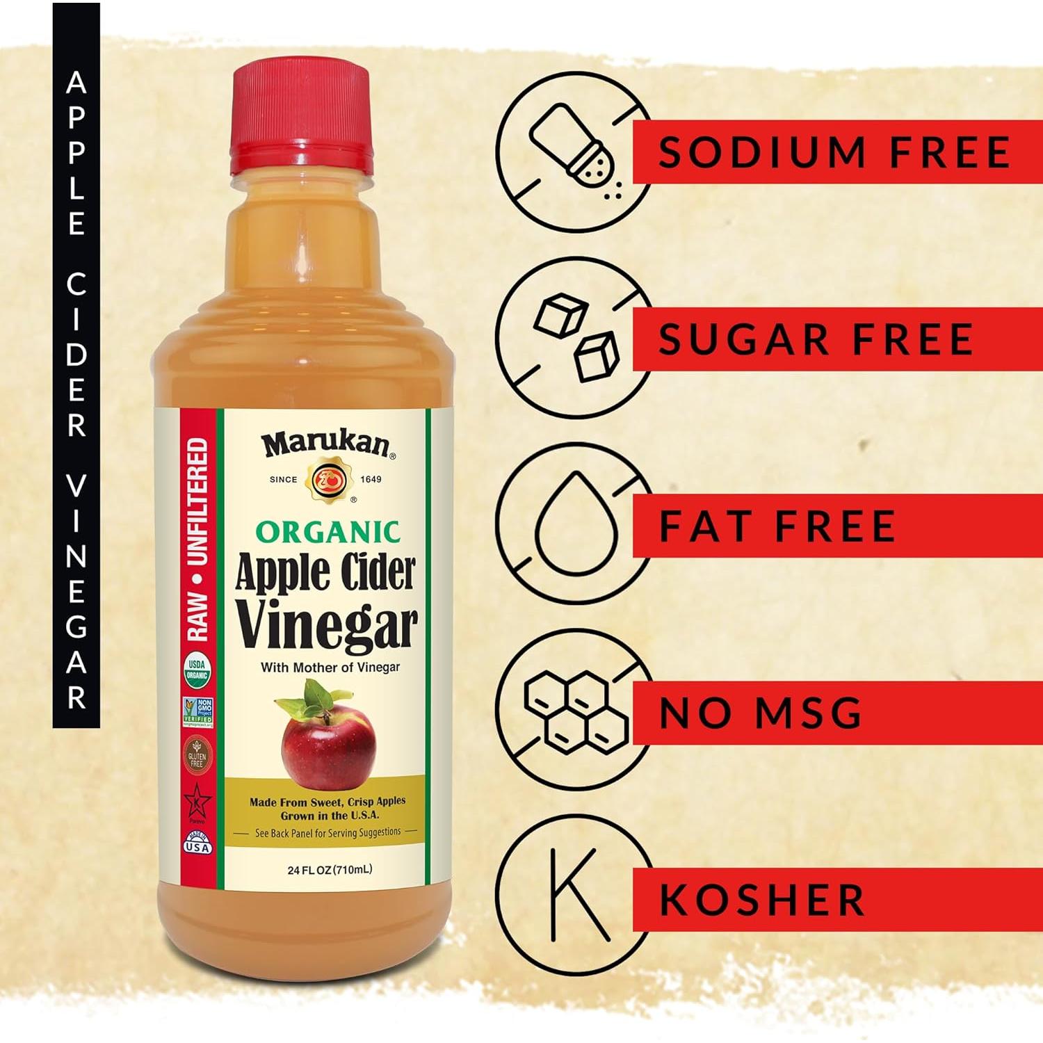 Vinagre de Sidra de Manzana Orgánico Marukan 710 ml Crudo y Sin Filtrar