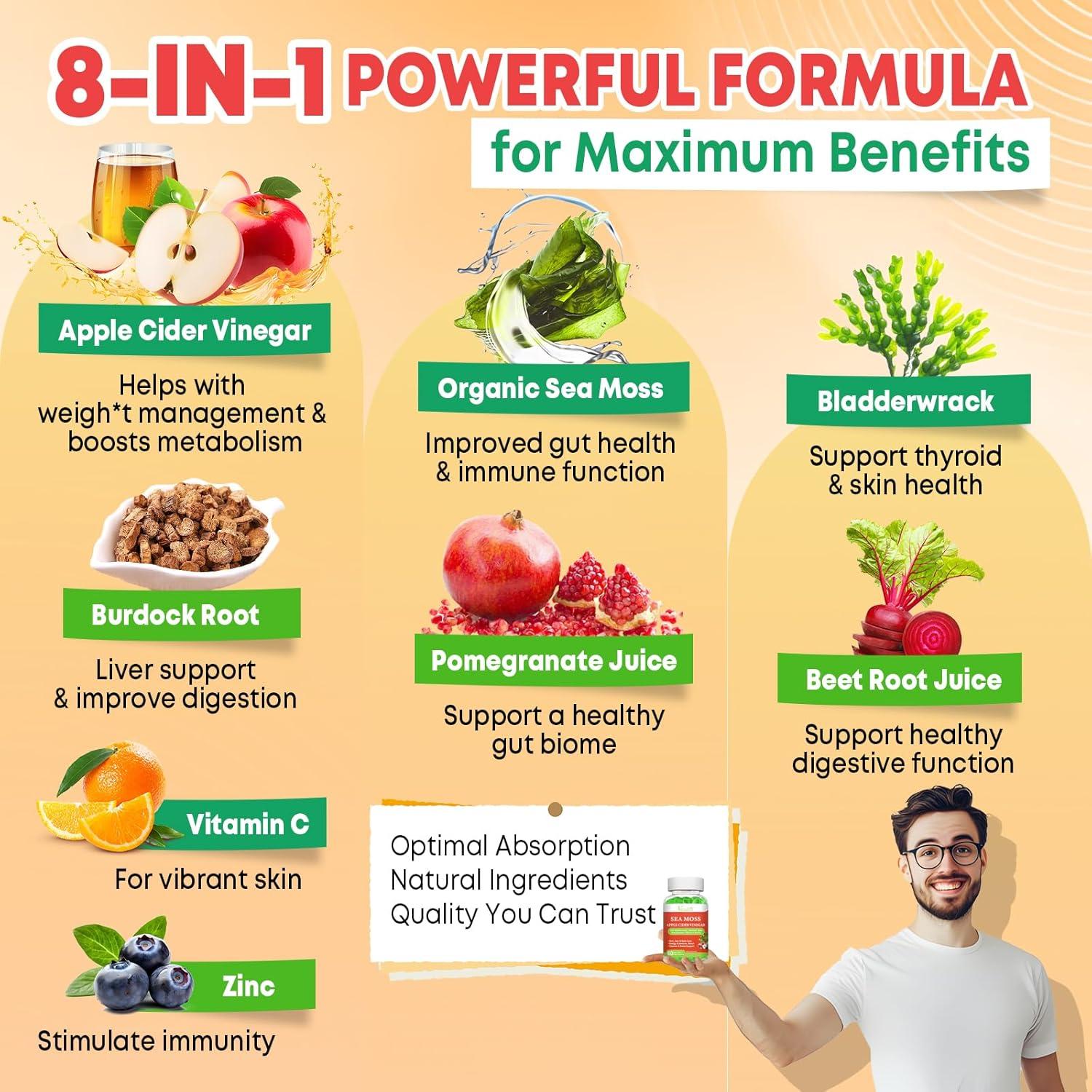 Gomitas de Vinagre de Sidra de Manzana Vazatisi - 120 unidades