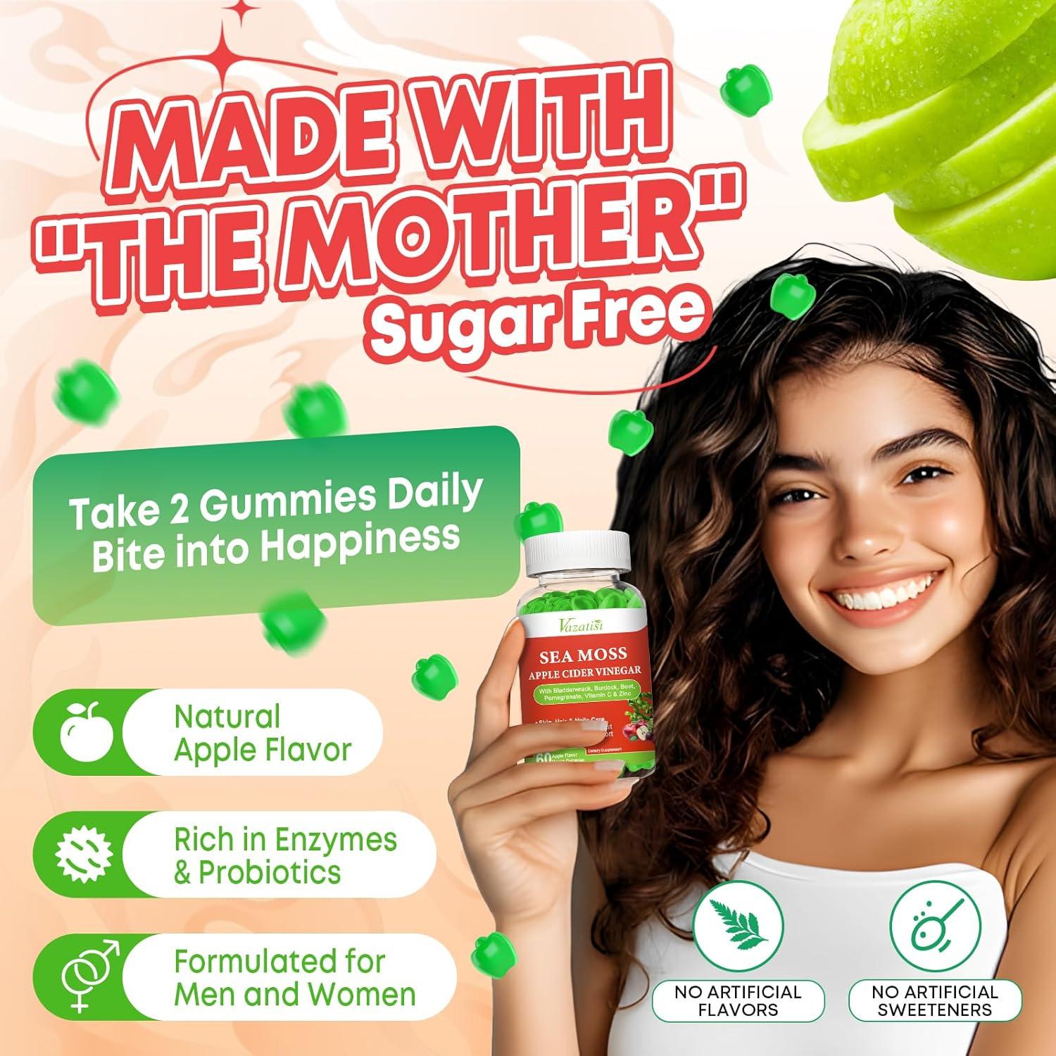 Gomitas de Vinagre de Sidra de Manzana Vazatisi - 120 unidades