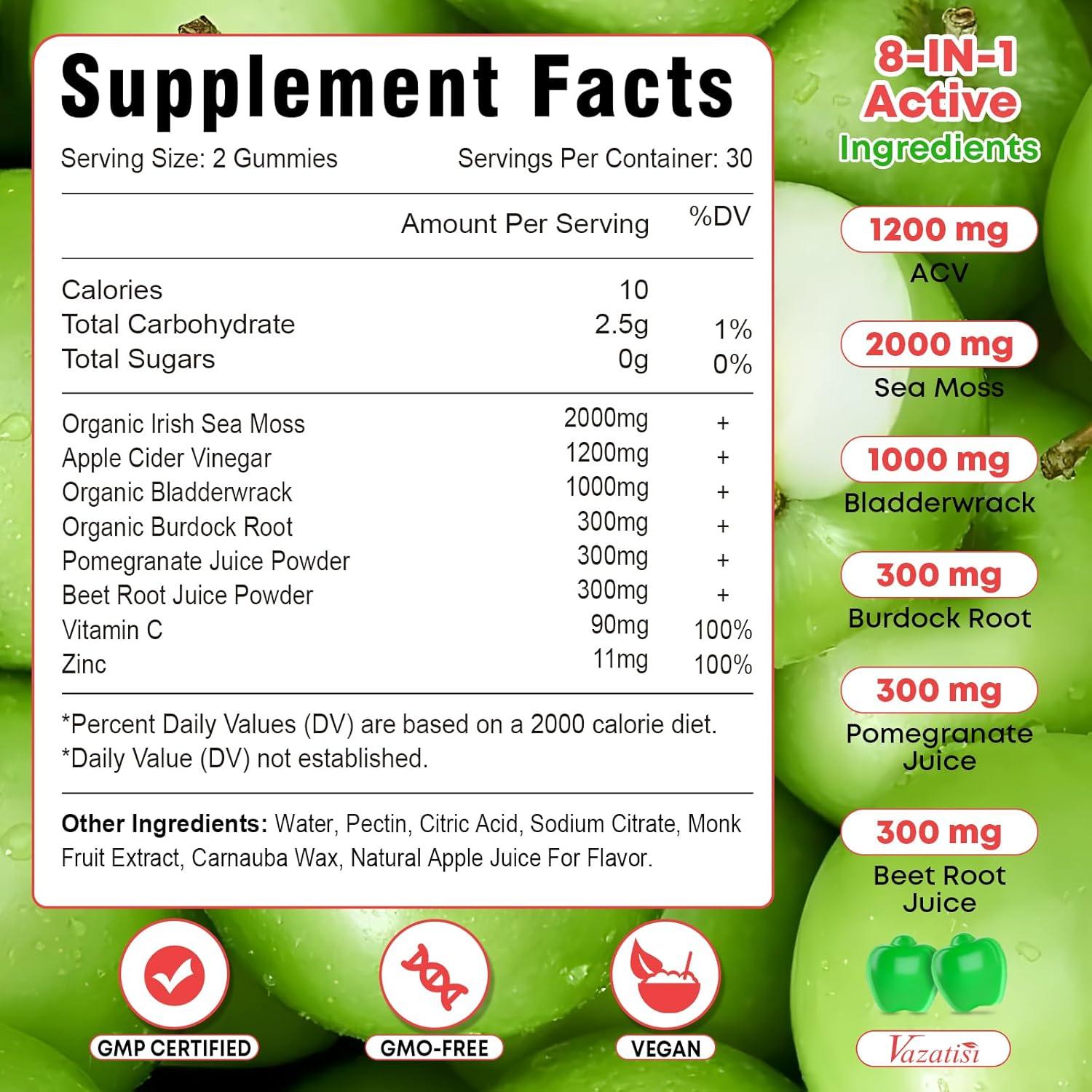 Gomitas de Vinagre de Sidra de Manzana Vazatisi - 120 unidades