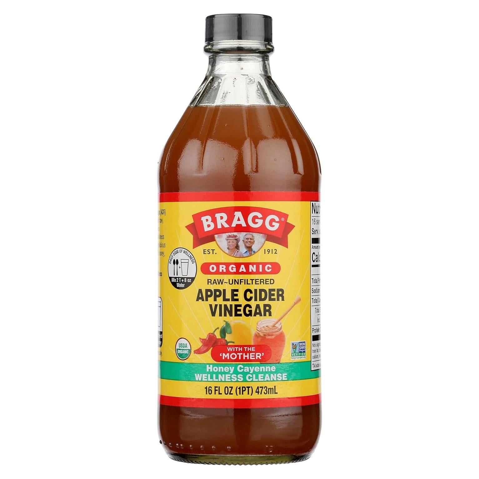 Vinagre de Sidra de Manzana Orgánico Bragg con Miel y Cayena 473 ml