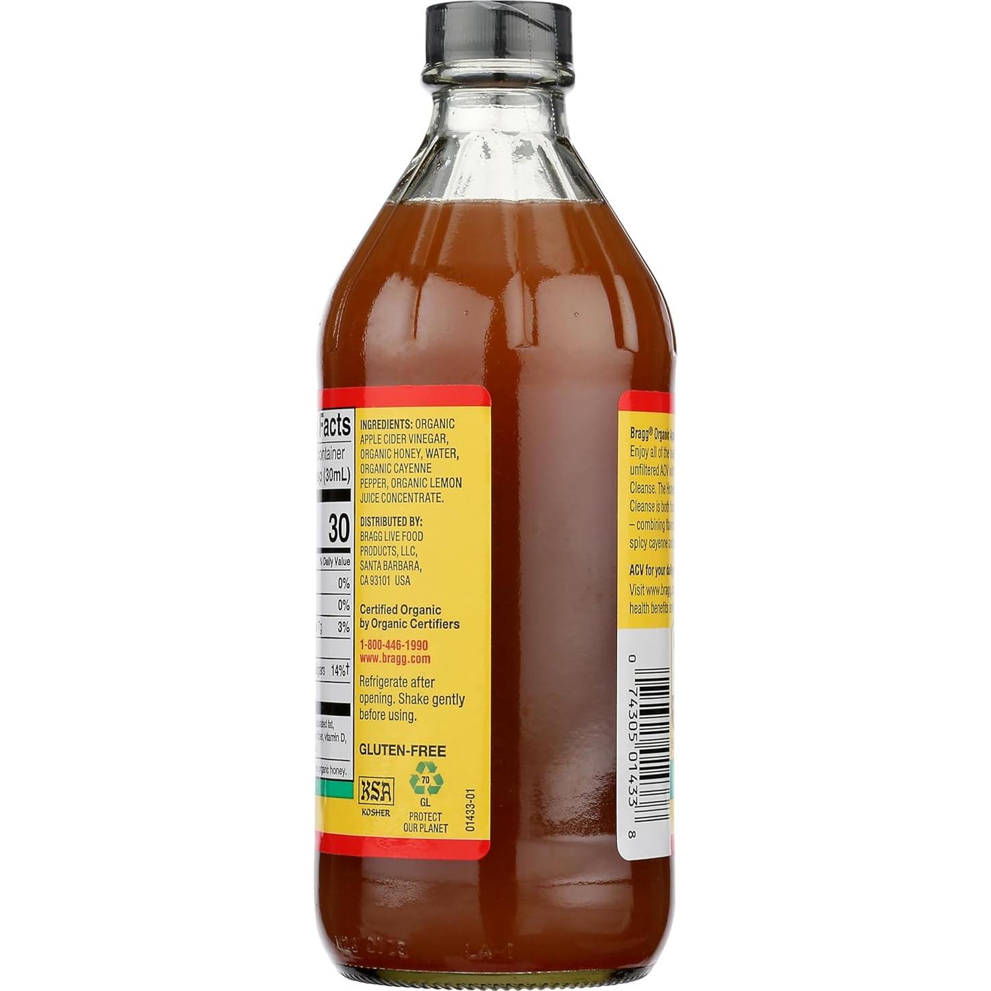 Vinagre de Sidra de Manzana Orgánico Bragg con Miel y Cayena 473 ml