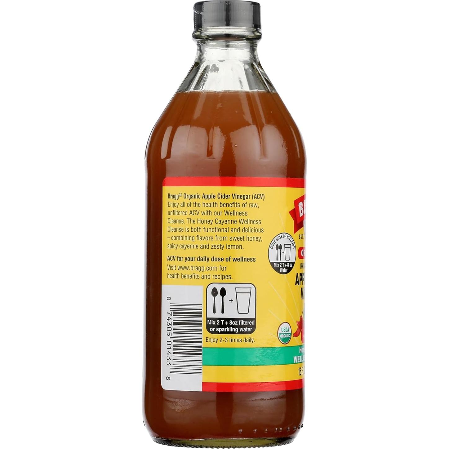 Vinagre de Sidra de Manzana Orgánico Bragg con Miel y Cayena 473 ml