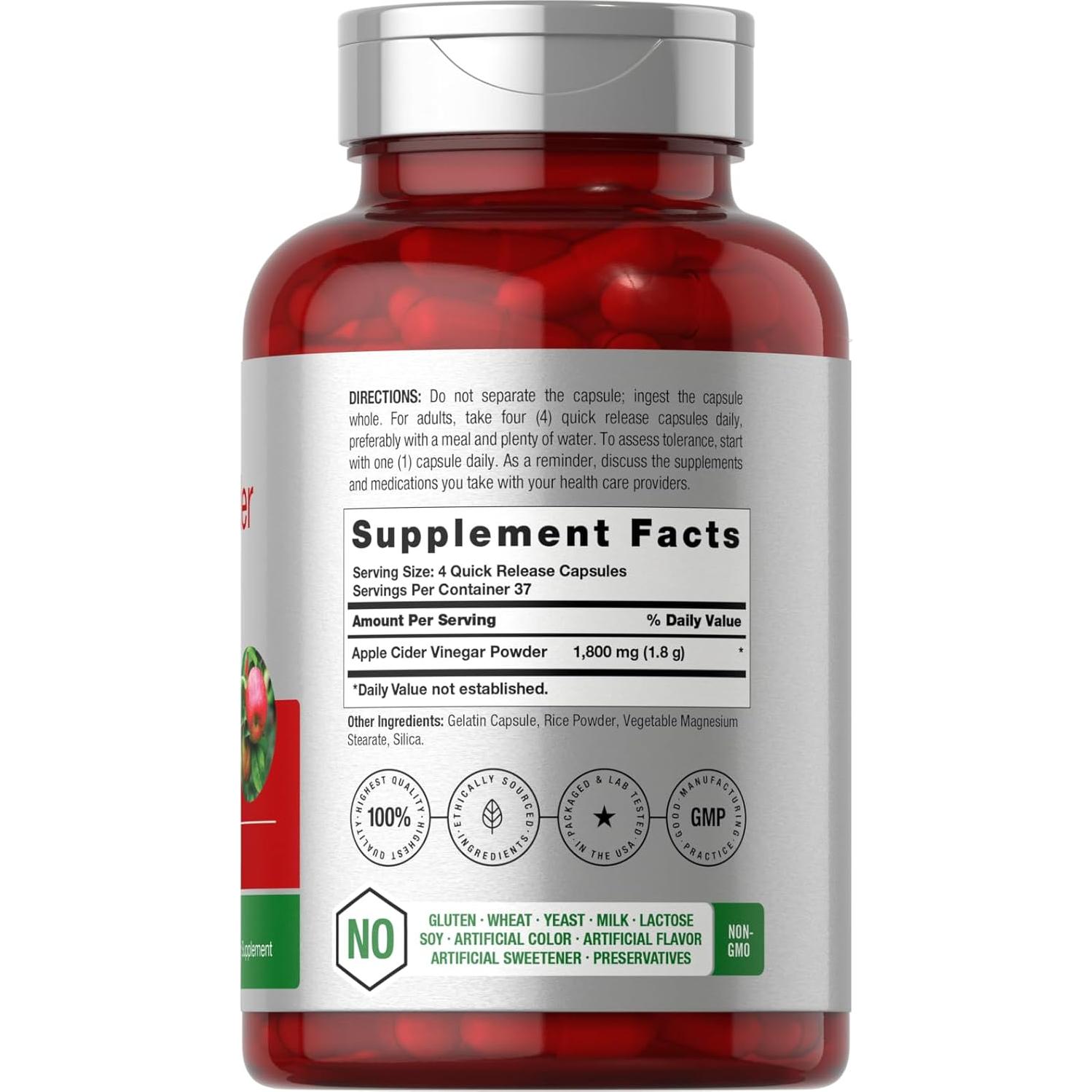 Cápsulas de Vinagre de Sidra de Manzana Horbäach 1800mg 150 Unidades