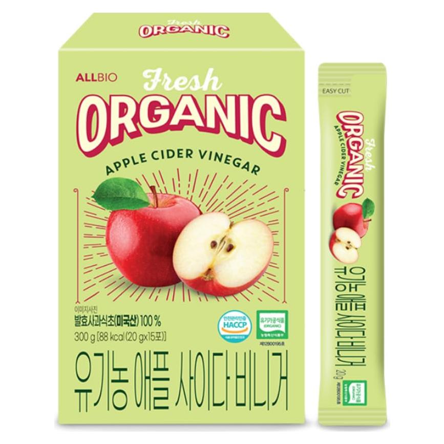 Bastones de Vinagre de Sidra de Manzana Orgánico ALLBIO 15 Unidades