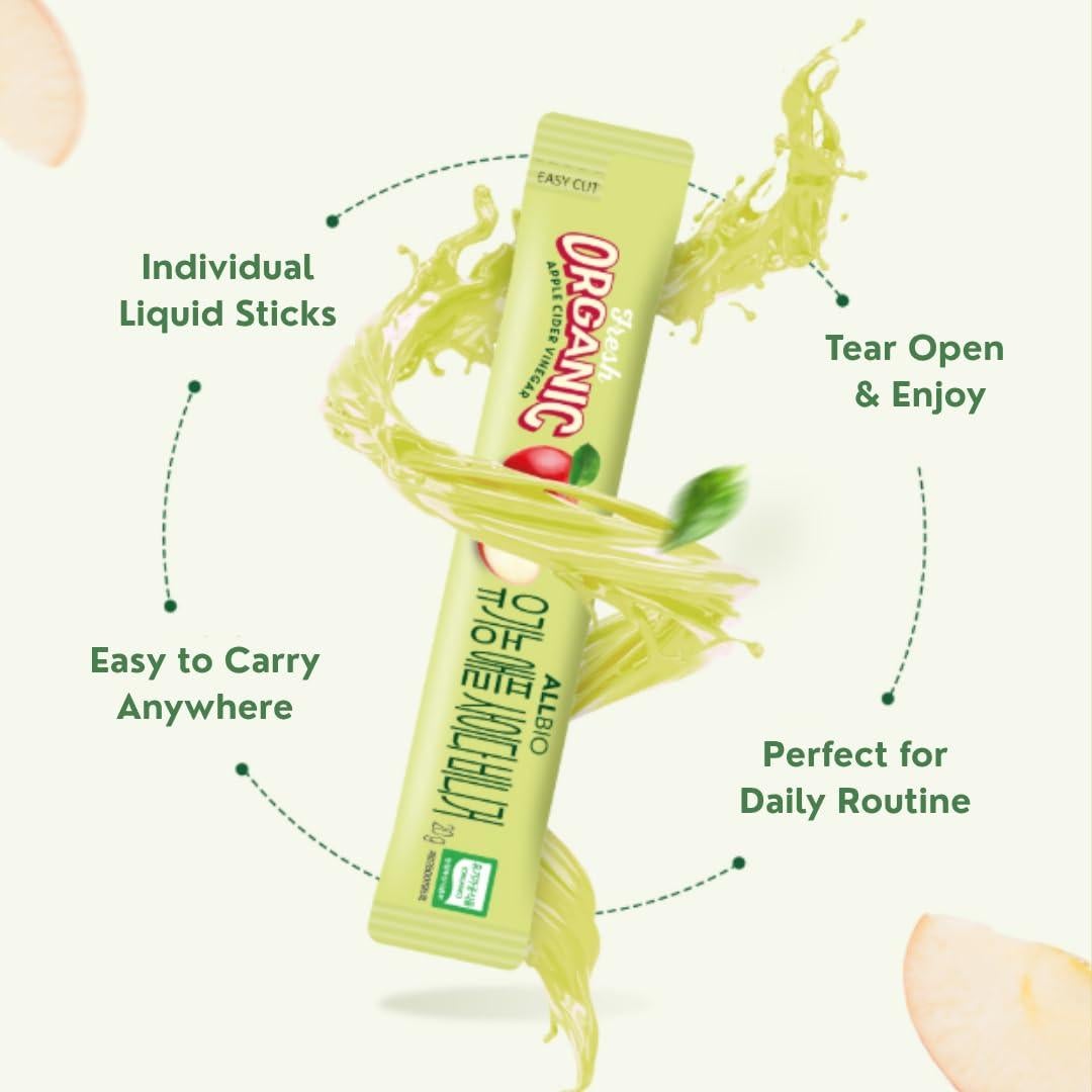 Bastones de Vinagre de Sidra de Manzana Orgánico ALLBIO 15 Unidades