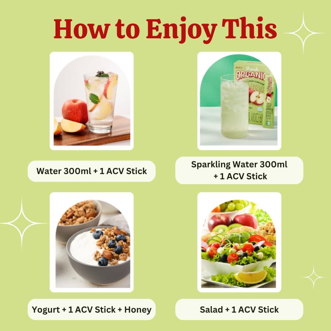 Bastones de Vinagre de Sidra de Manzana Orgánico ALLBIO 15 Unidades