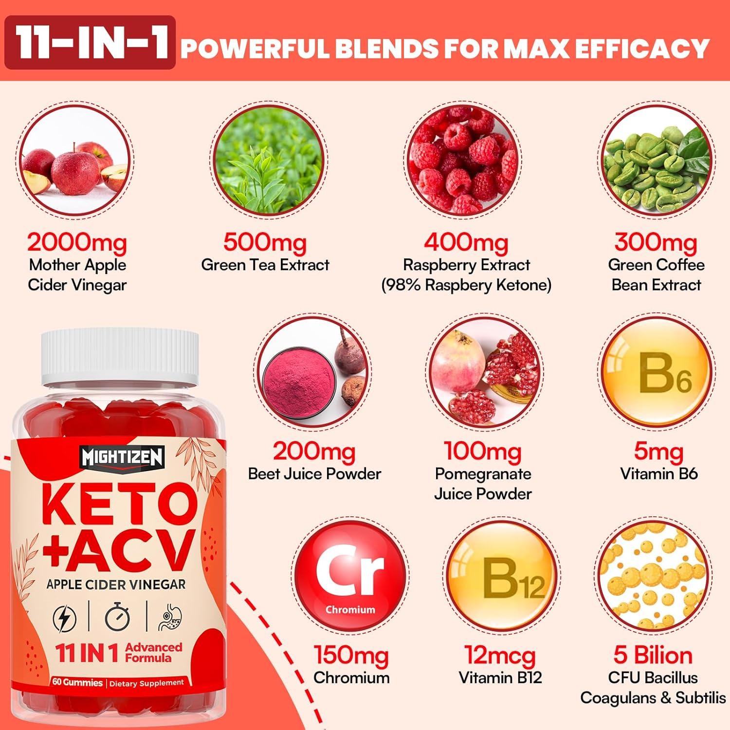 Gomitas de Vinagre de Manzana Mightizen 120 Unidades Veganas