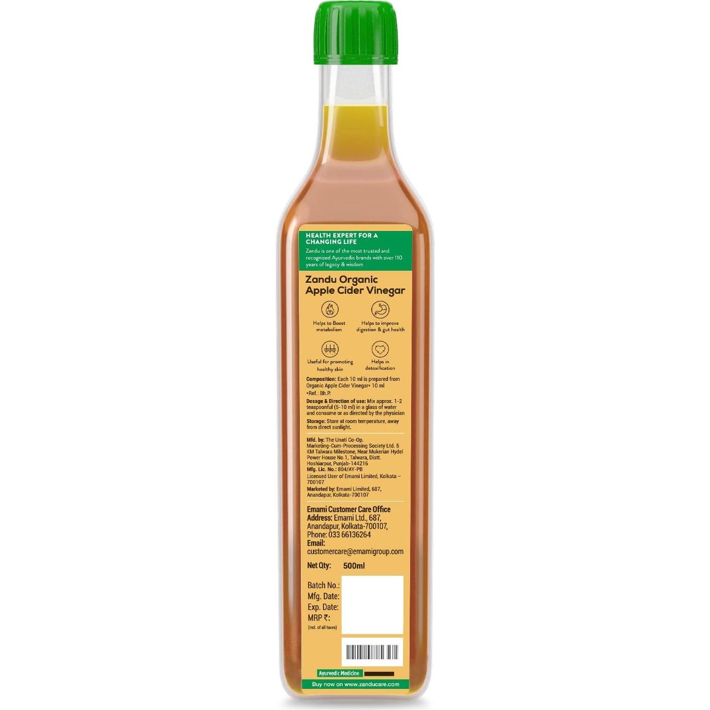 Vinagre de Sidra de Manzana Orgánico Zandu 500 ml con Madre