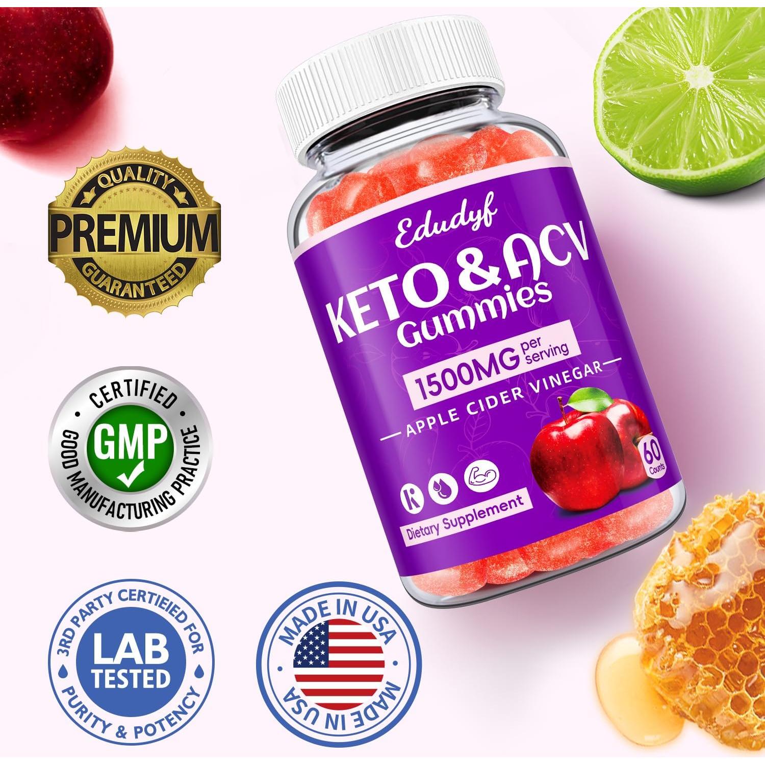 Gomitas de Vinagre de Sidra de Manzana Keto Edudyf 60 Unidades