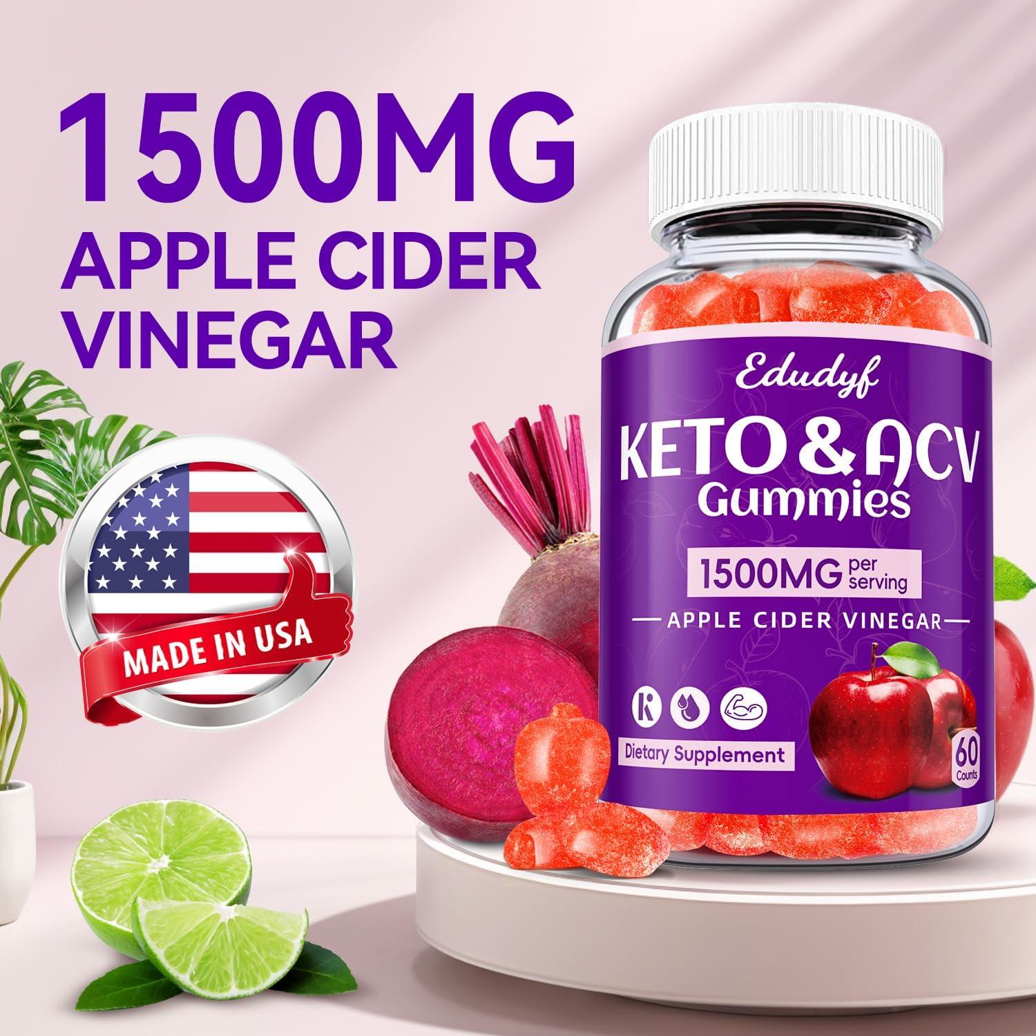 Gomitas de Vinagre de Sidra de Manzana Keto Edudyf 60 Unidades