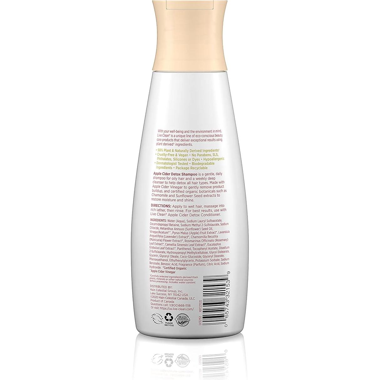 Champú Detox Live Clean Vinagre de Manzana 355 ml Vegano
