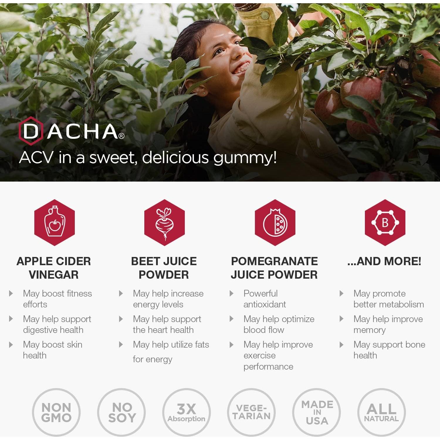 Gomitas de Vinagre de Sidra de Manzana Dacha 80 Unidades 1000mg