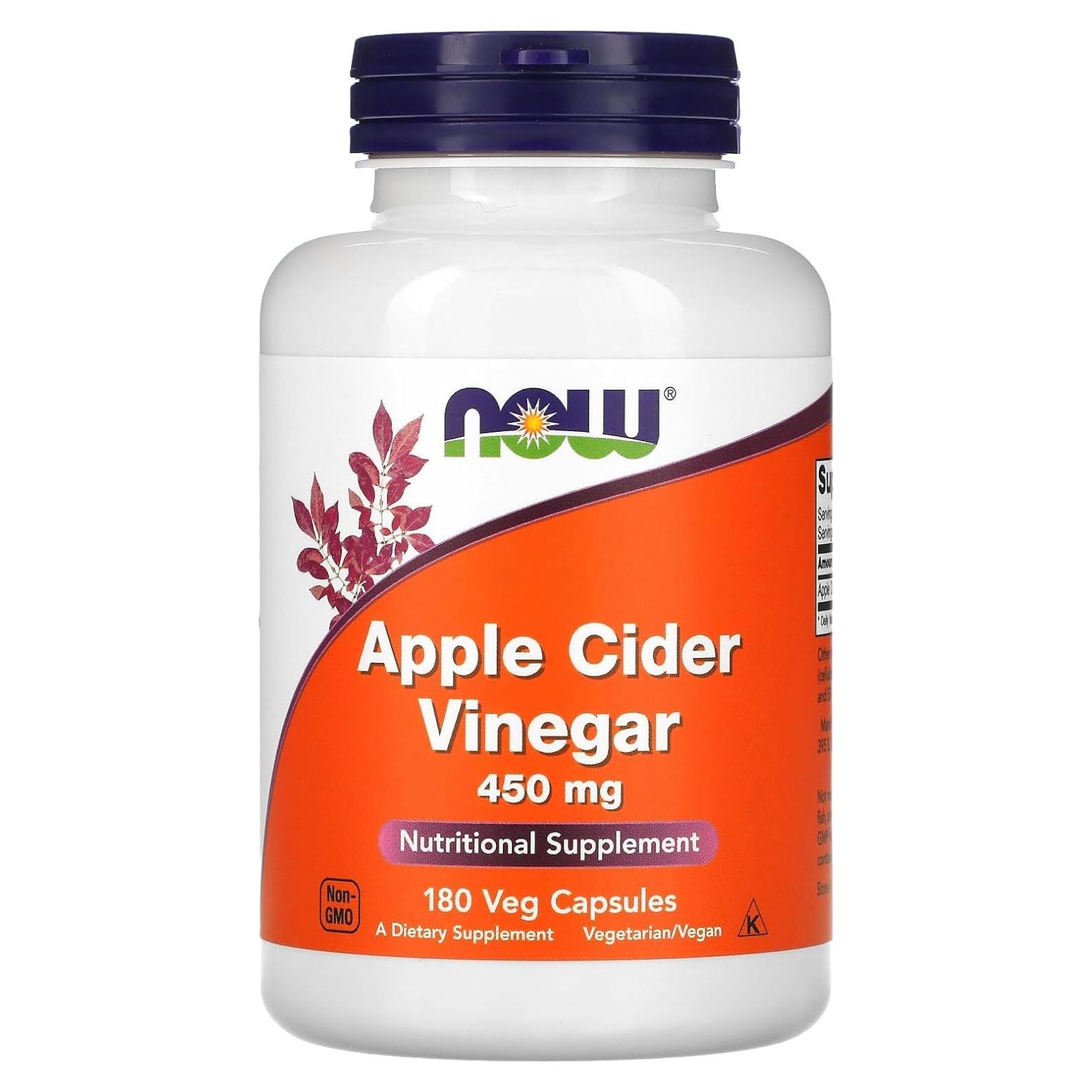 Vinagre de Sidra de Manzana NOW Foods 450 mg 180 Cápsulas