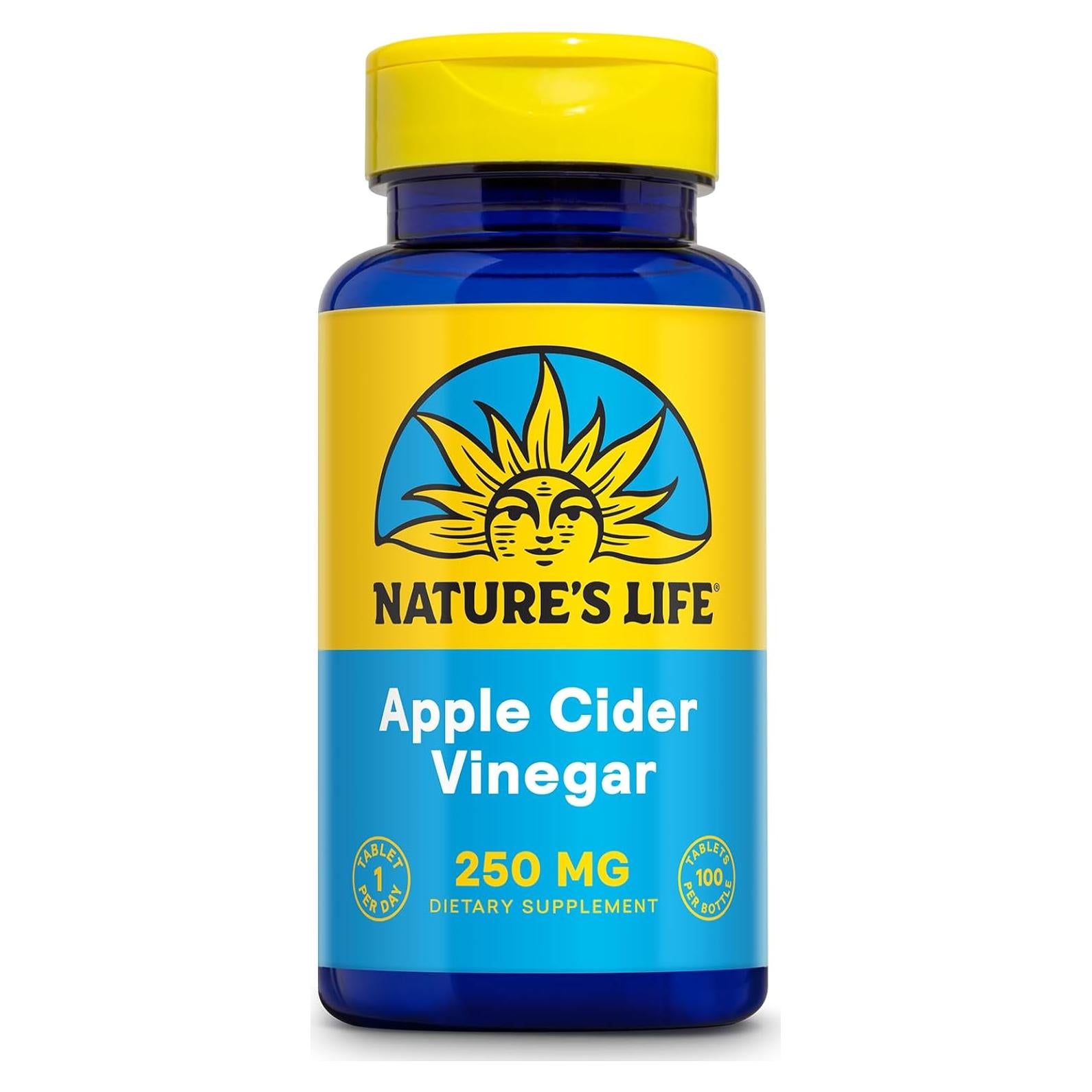 Tabletas de Vinagre de Sidra de Manzana Nature's Life 250mg 100 Unidades
