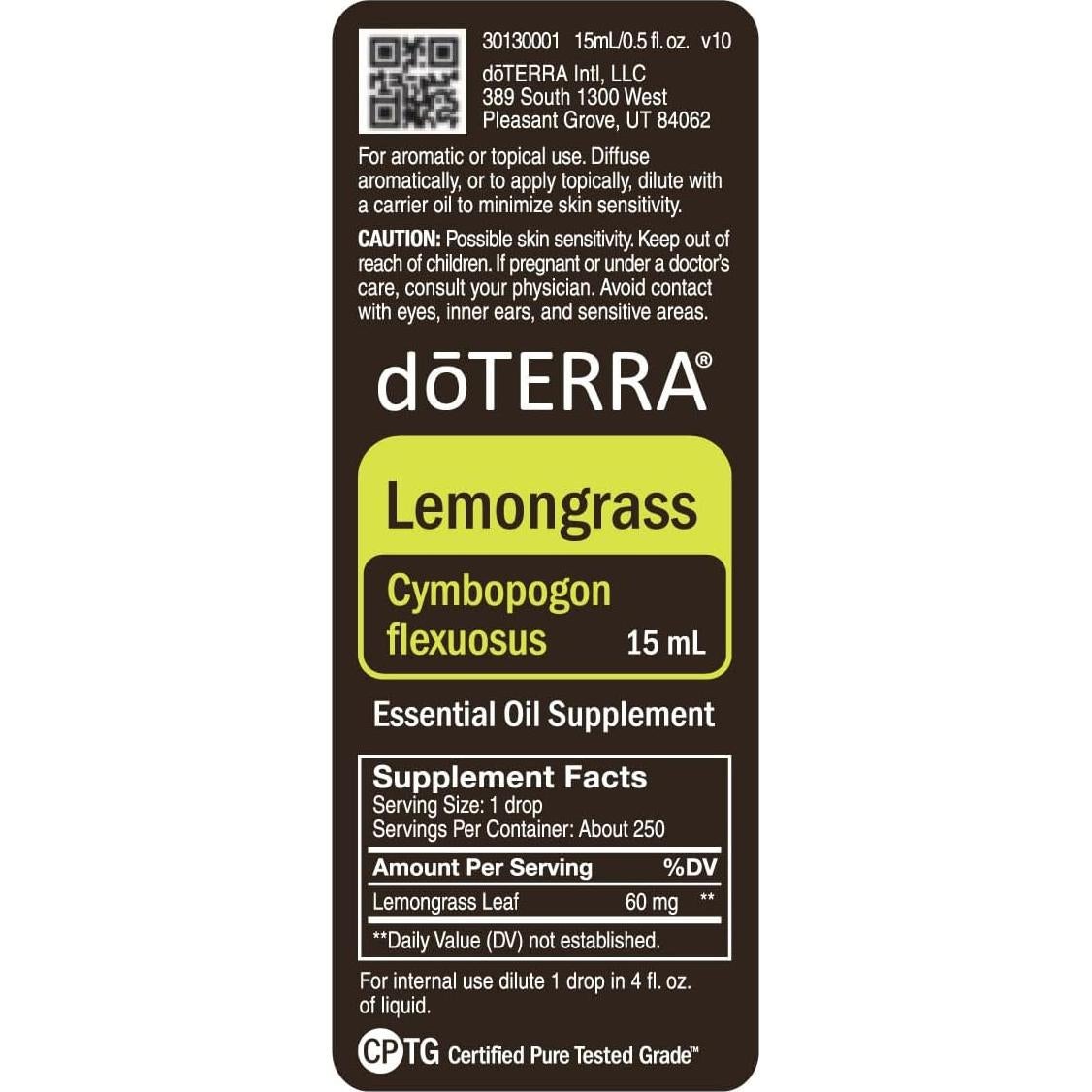 Aceite Esencial doTERRA Hierba Limón 15 mL - Aromático y Purificante