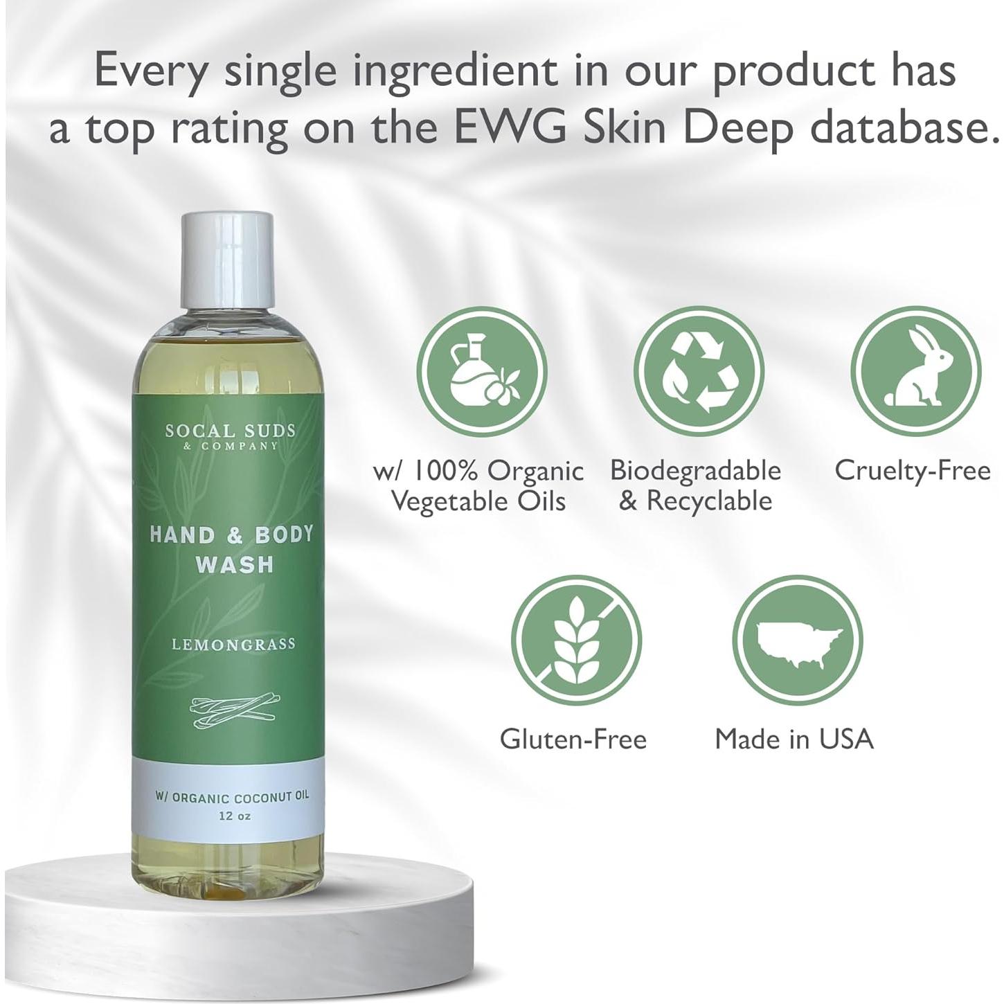 Jabón Líquido Orgánico SoCal Suds 355ml - Hierba Limón