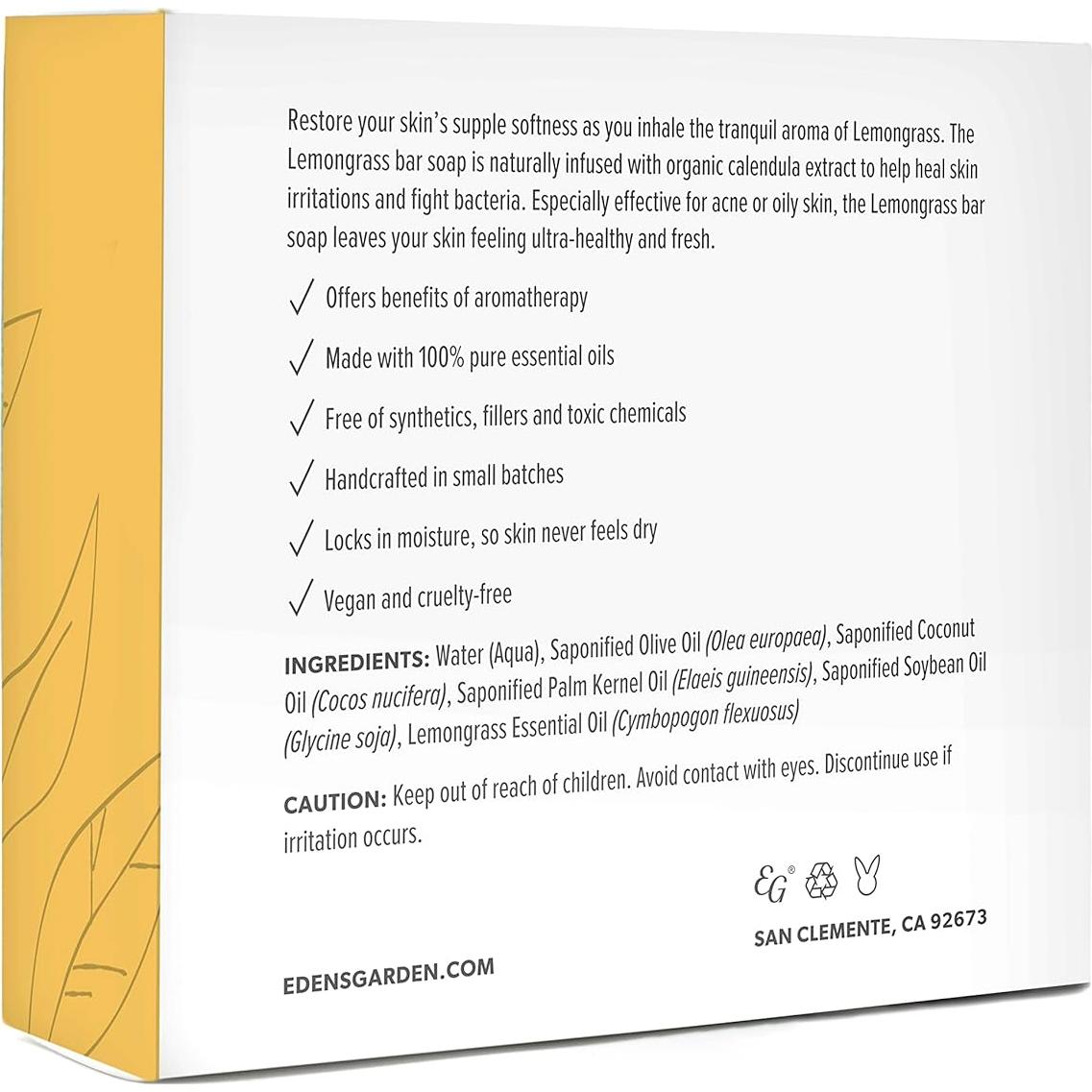 Jabón Natural de Hierba Limón Edens Garden 125 g - Hidratante