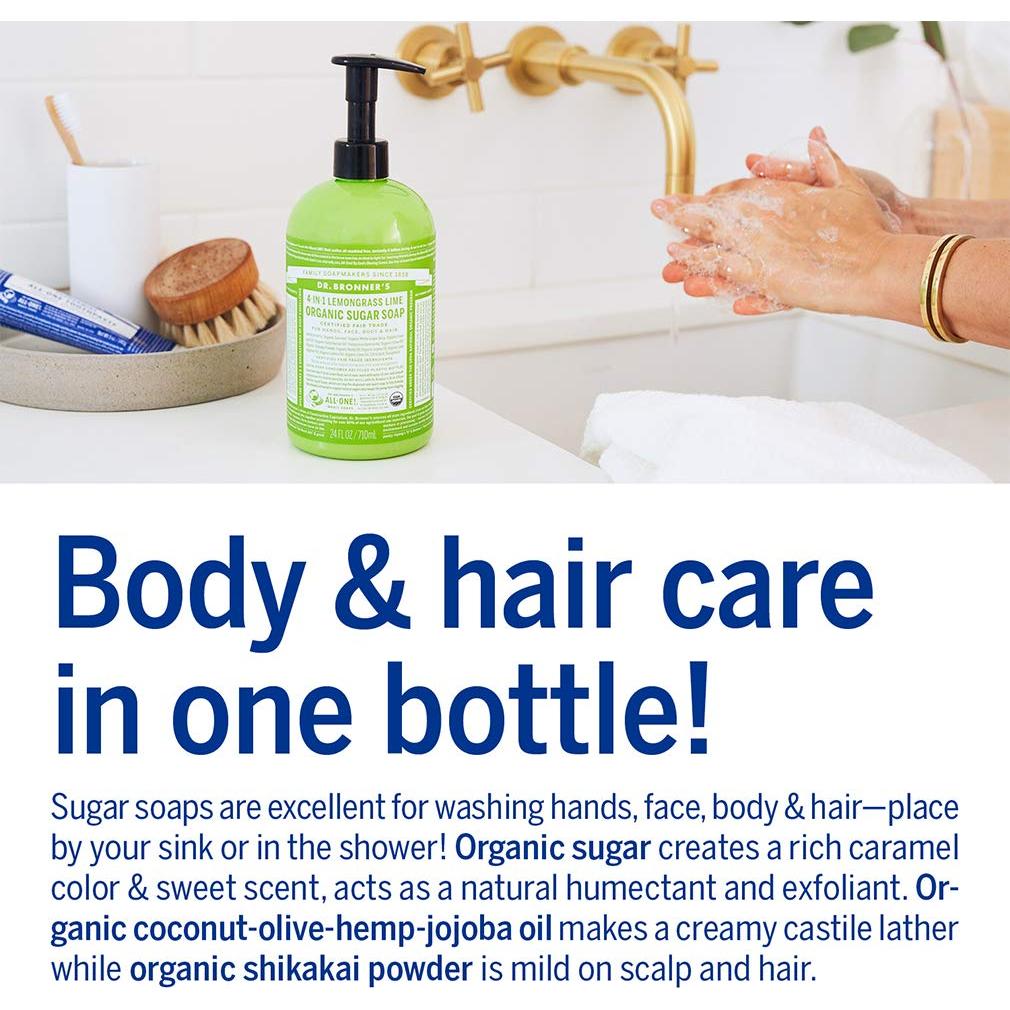 Jabón Orgánico Dr. Bronner's Hierba Limón 340g - Vegano y Natural