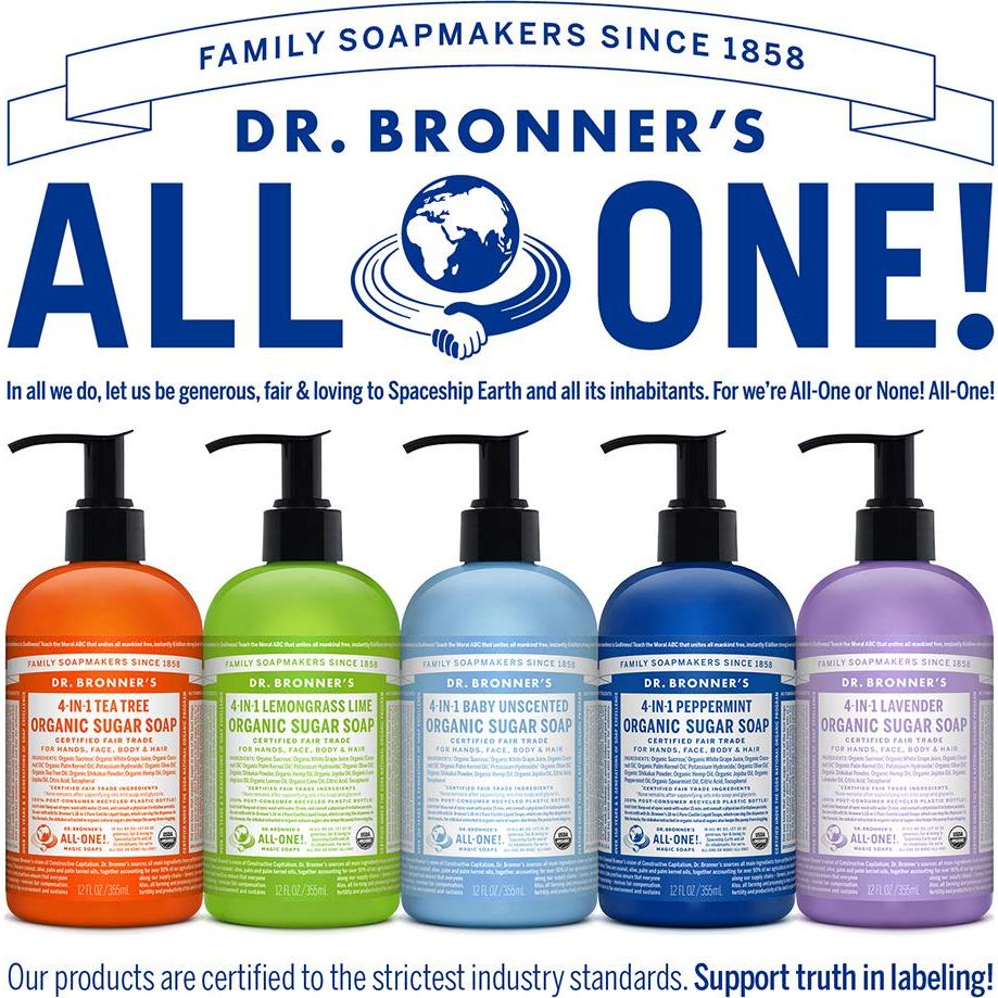 Jabón Orgánico Dr. Bronner's Hierba Limón 340g - Vegano y Natural