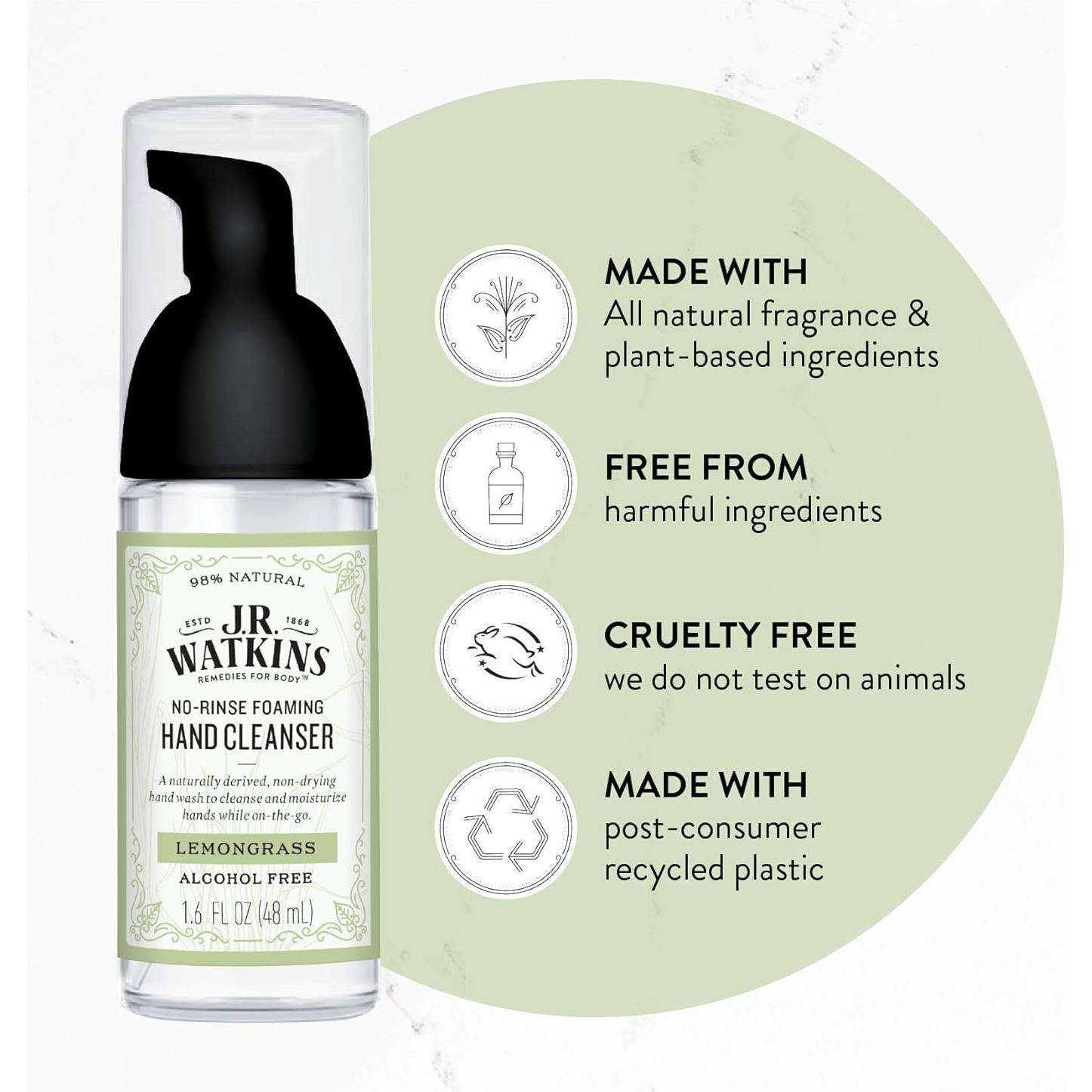 Limpiador de Manos Espumoso J.R. Watkins 47.3 ml - Paquete de 6