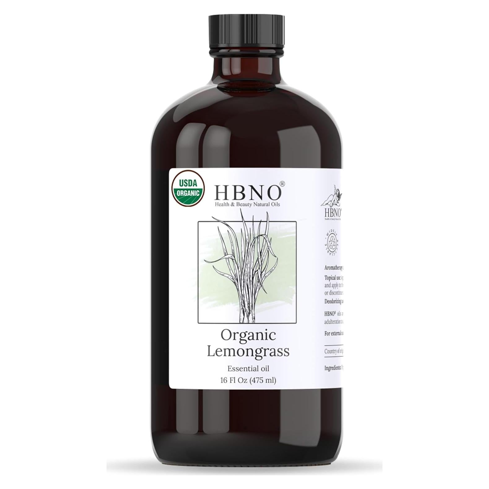 Aceite Esencial de Hierba Limón Orgánico HBNO - 475ml - Ideal para Cuidado de la Piel