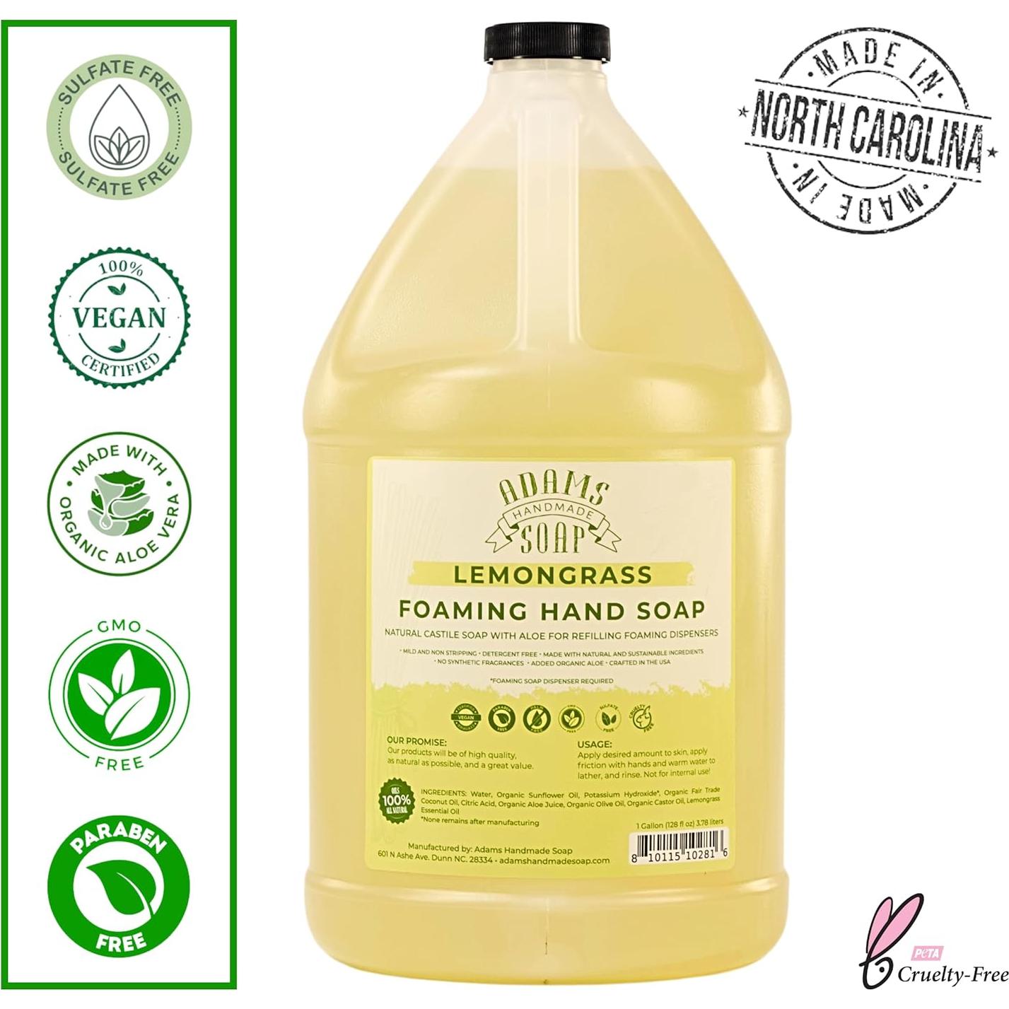 Jabón Líquido Espumoso Adams 3.78L - Hierba Limón Ecológico