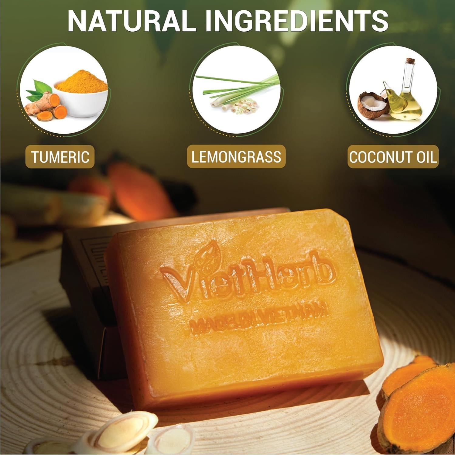 Jabón Natural de Cúrcuma y Hierba de Limón VietHerb 100g