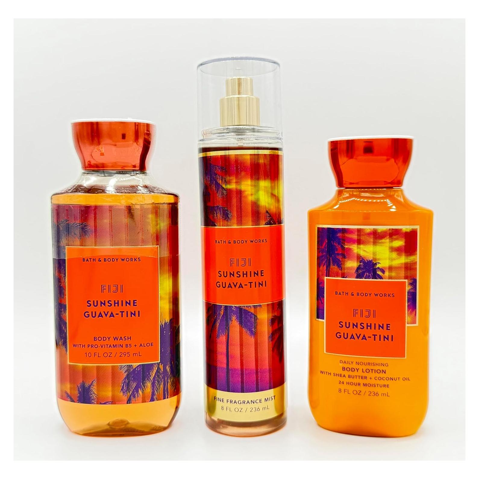 Paquete de Baño Fiji Sunshine Guava-Tini 3 Piezas Gel, Bruma y Loción