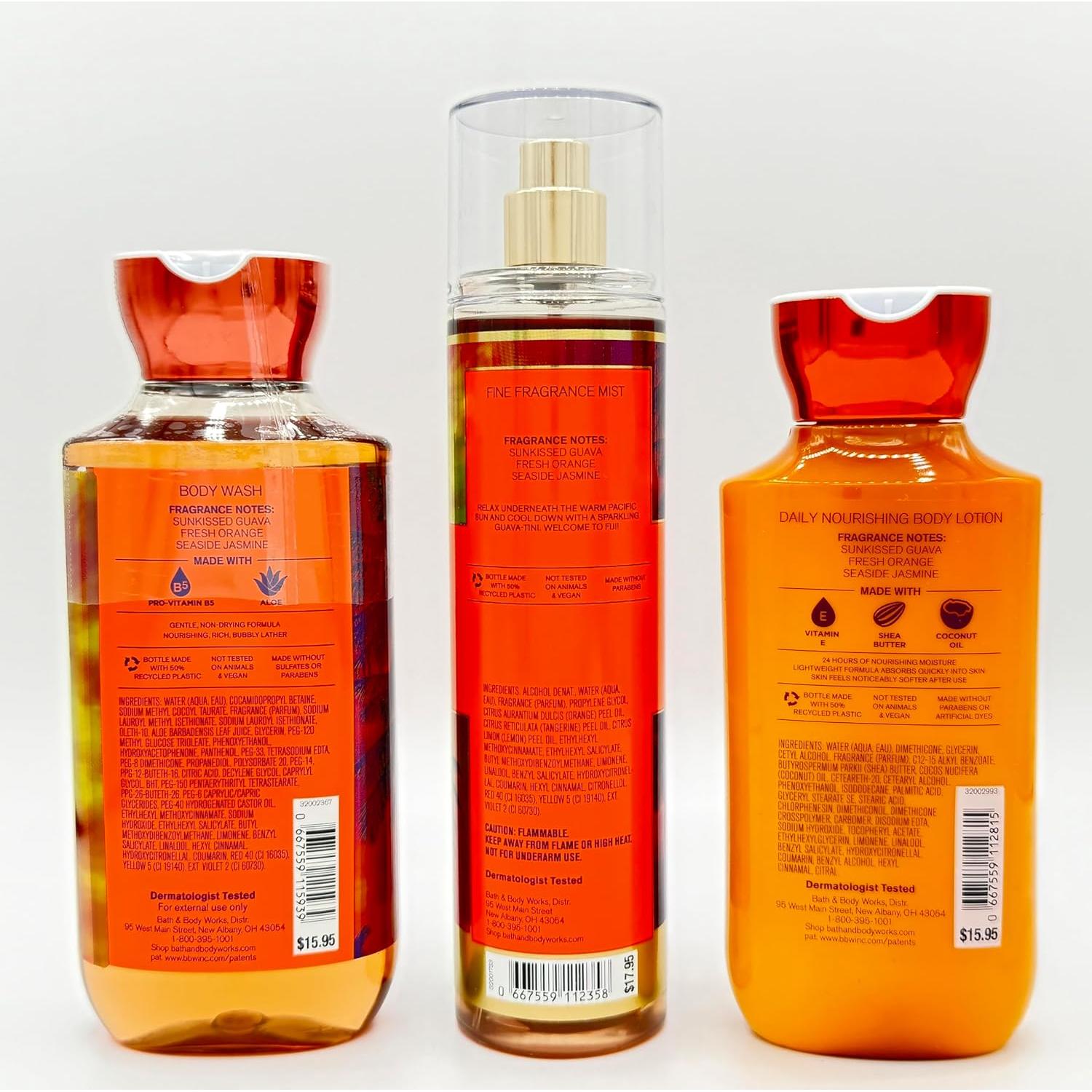 Paquete de Baño Fiji Sunshine Guava-Tini 3 Piezas Gel, Bruma y Loción