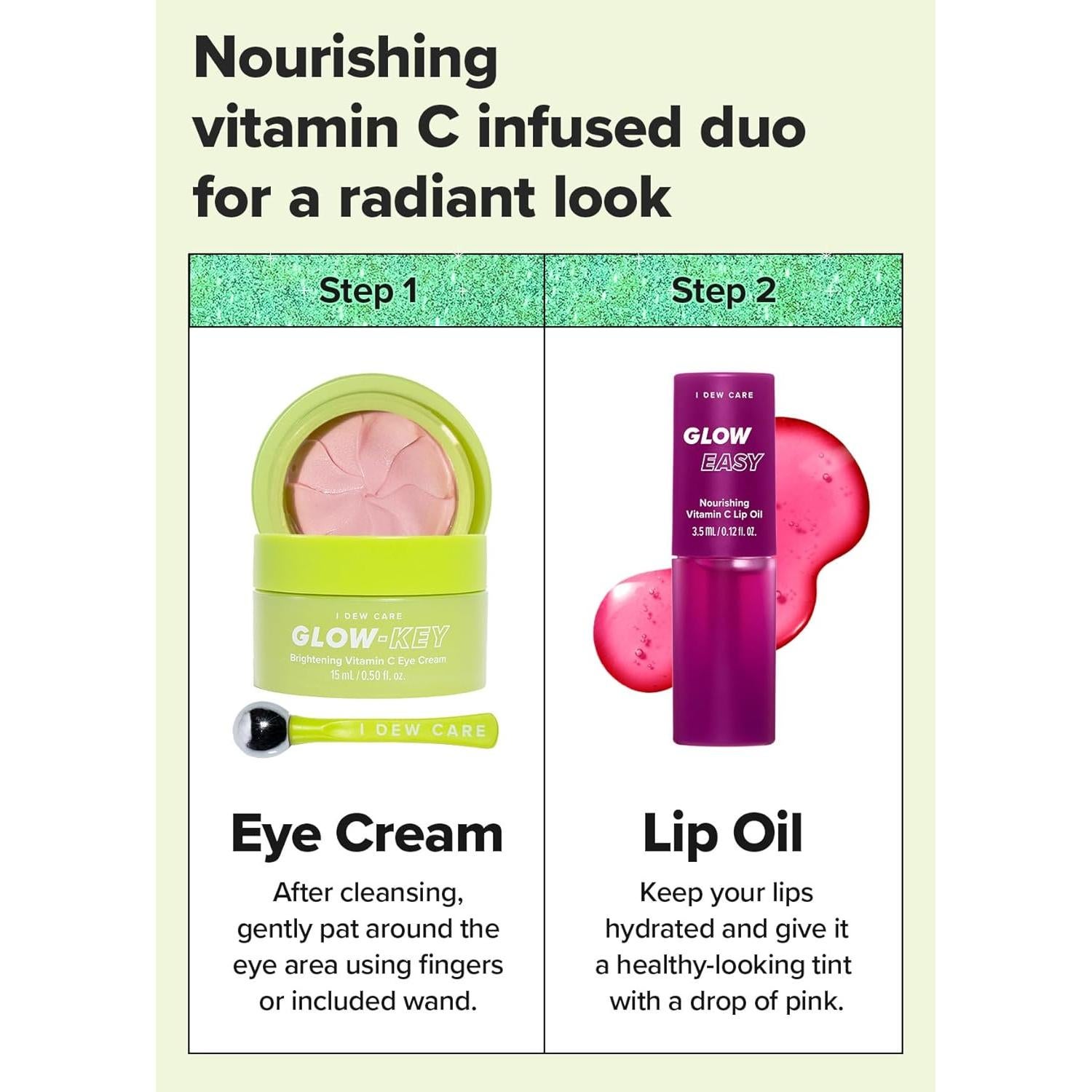 I DEW CARE Set de Cuidado Facial 2 en 1 - Crema y Aceite Labial