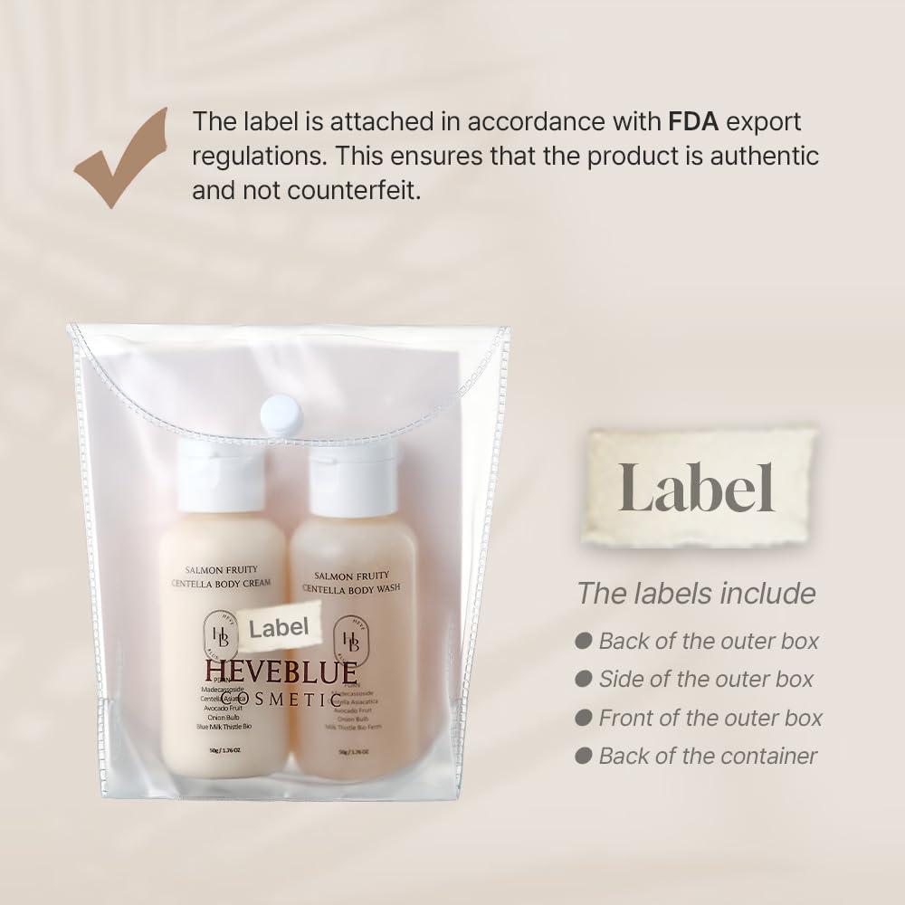 Kit de Viaje Cuidado Corporal HEVEBLUE - Crema y Gel Piel Sensible