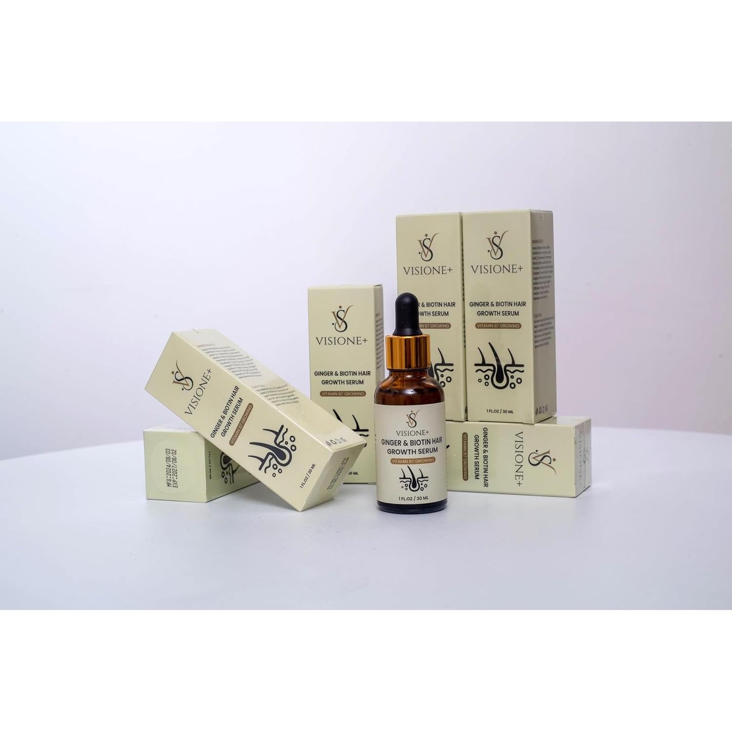 Suero de Crecimiento Capilar VISIONE+ con Biotina y Jengibre 30ml