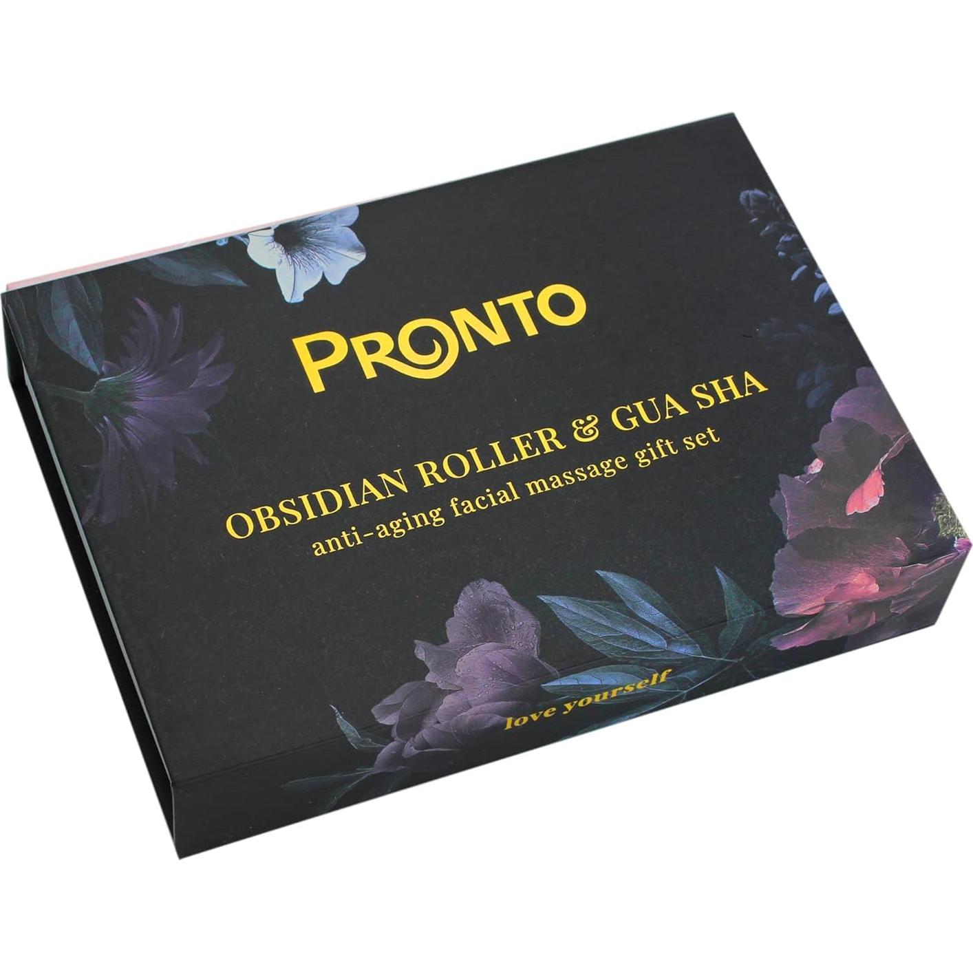 Set de Rodillo Facial y Gua Sha Pronto - Obsidiana Negra