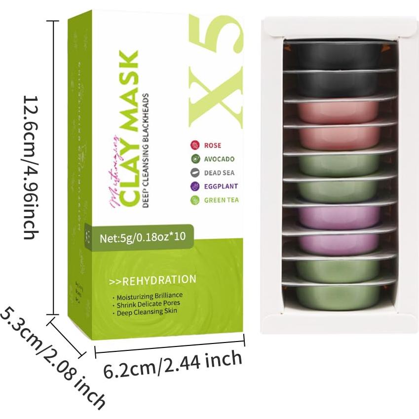 Set de 10 Mascarillas de Arcilla LFuTPm - Hidratantes y Exfoliantes