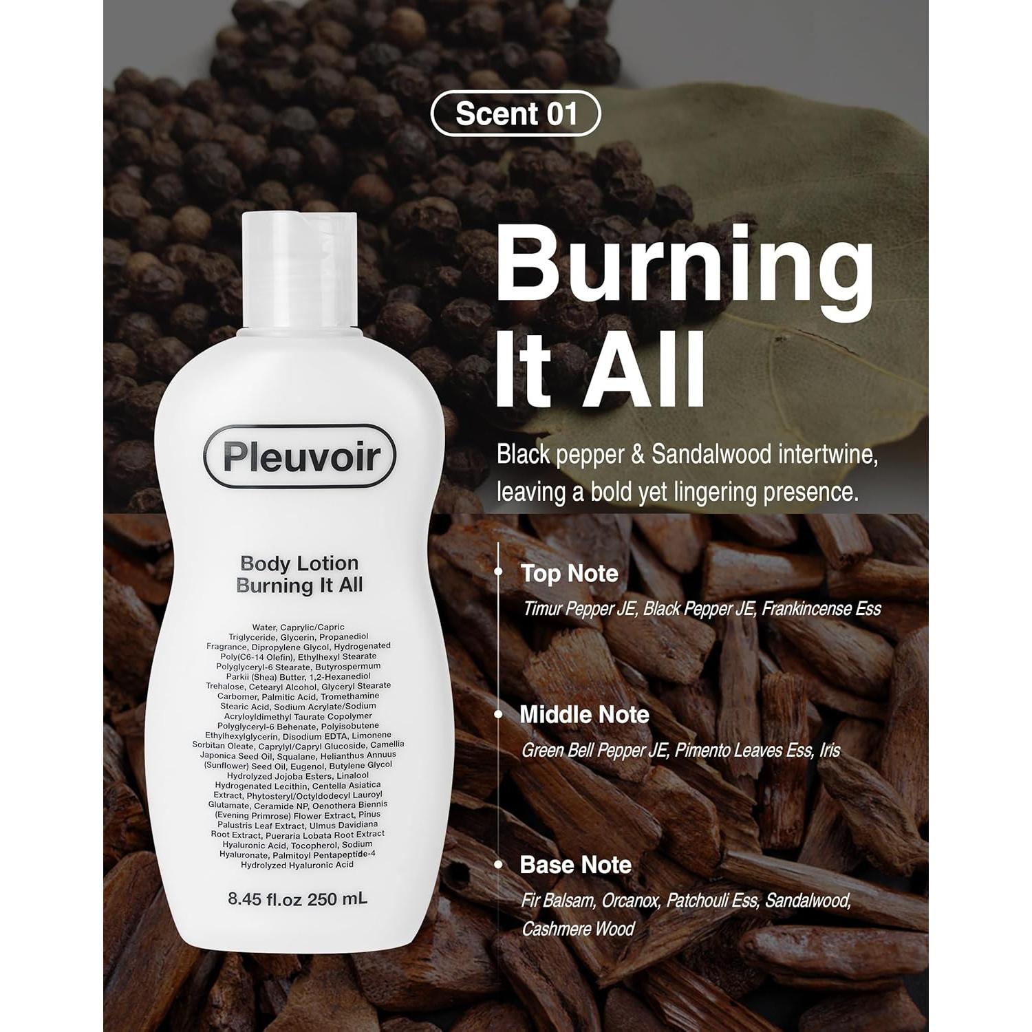 Loción Corporal Hidratante Pleuvoir 250 ml - Aroma Pimienta Negra y Sándalo