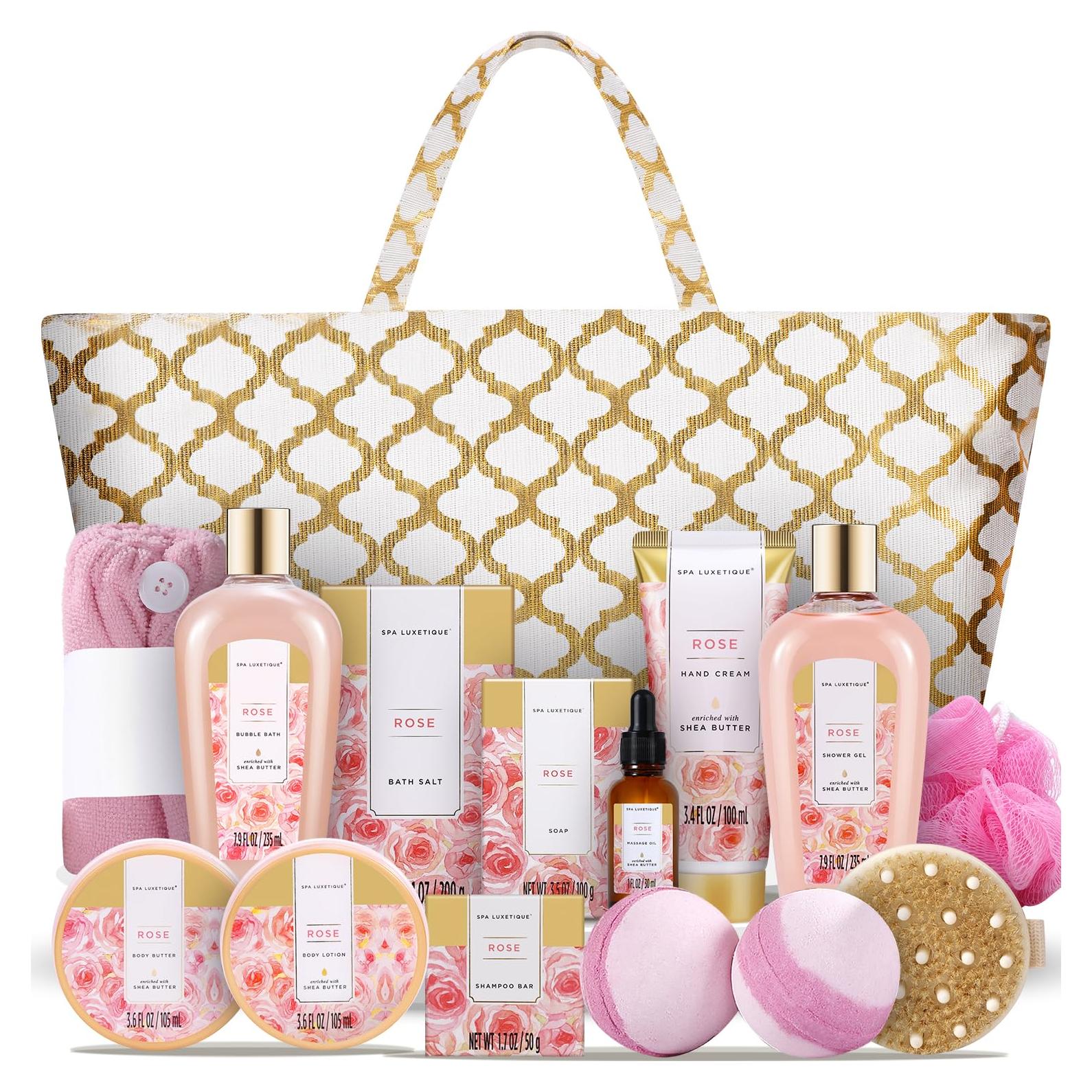 Cesta de Spa Luxetique para Mujeres 15pcs Rosa - Regalo de Baño