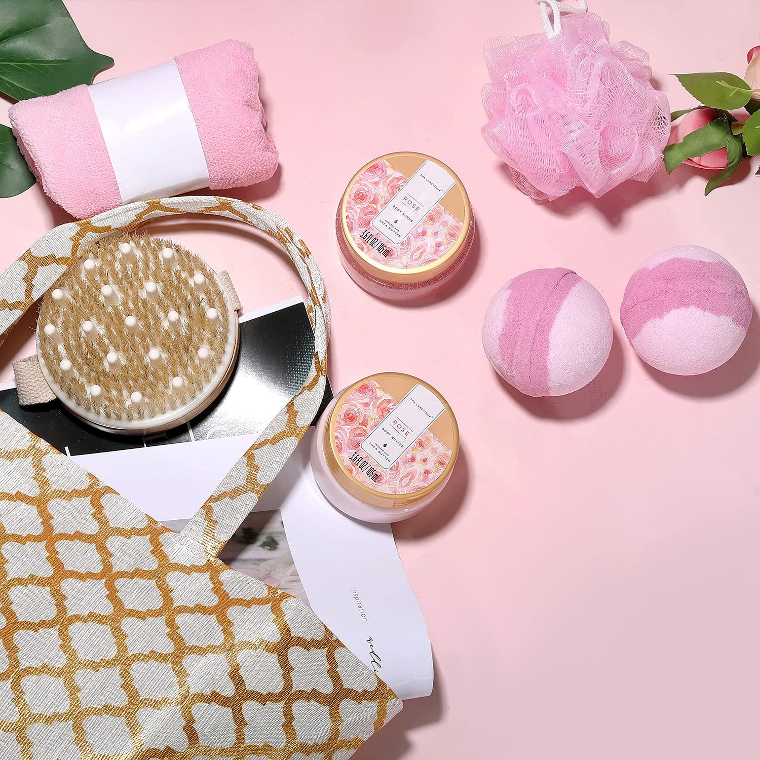 Cesta de Spa Luxetique para Mujeres 15pcs Rosa - Regalo de Baño