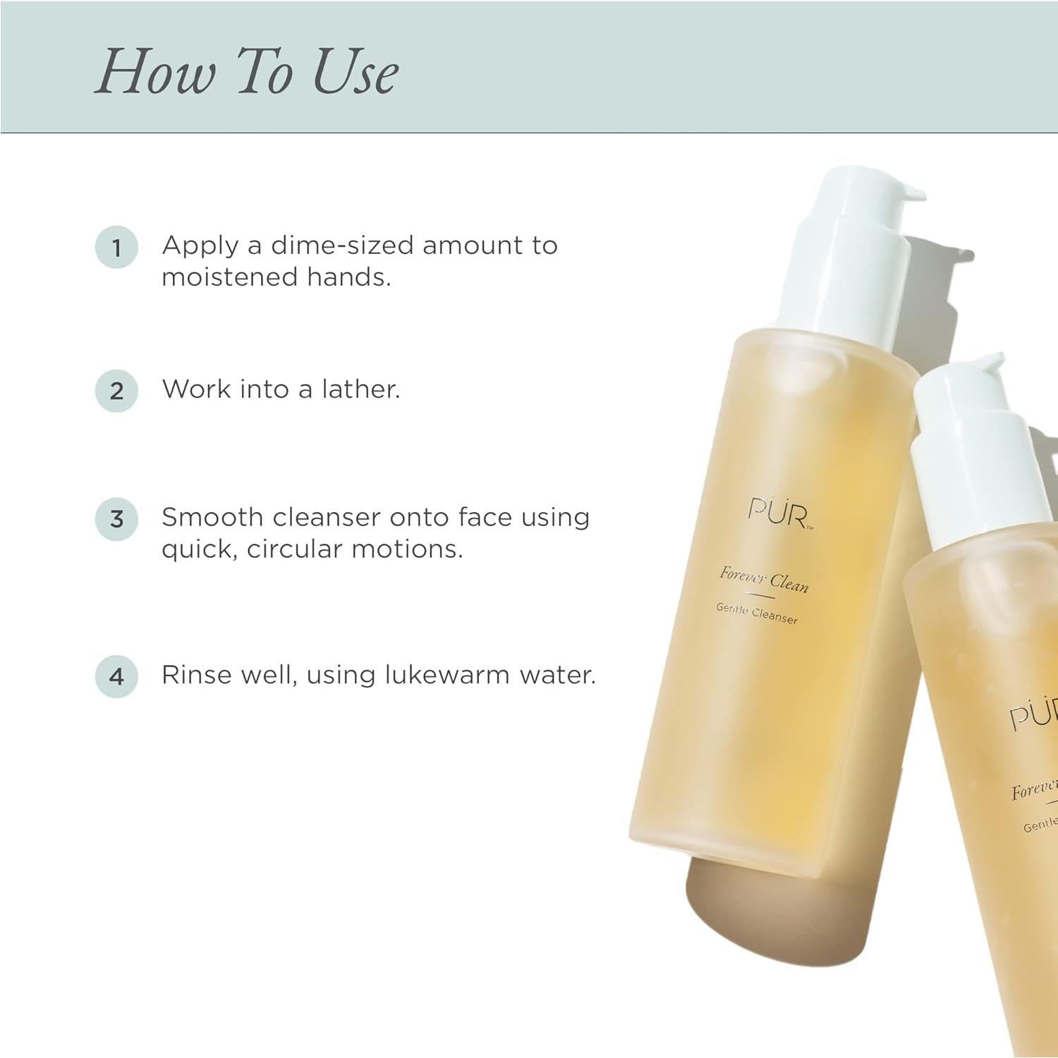 Limpiador Facial Suave PÚR 176g - Desmaquillante Vegano Té Verde