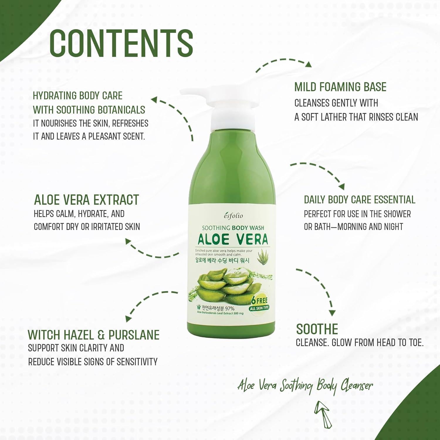 Gel de Ducha Calmante Esfolio 500ml con Aloe Vera y Hamamelis