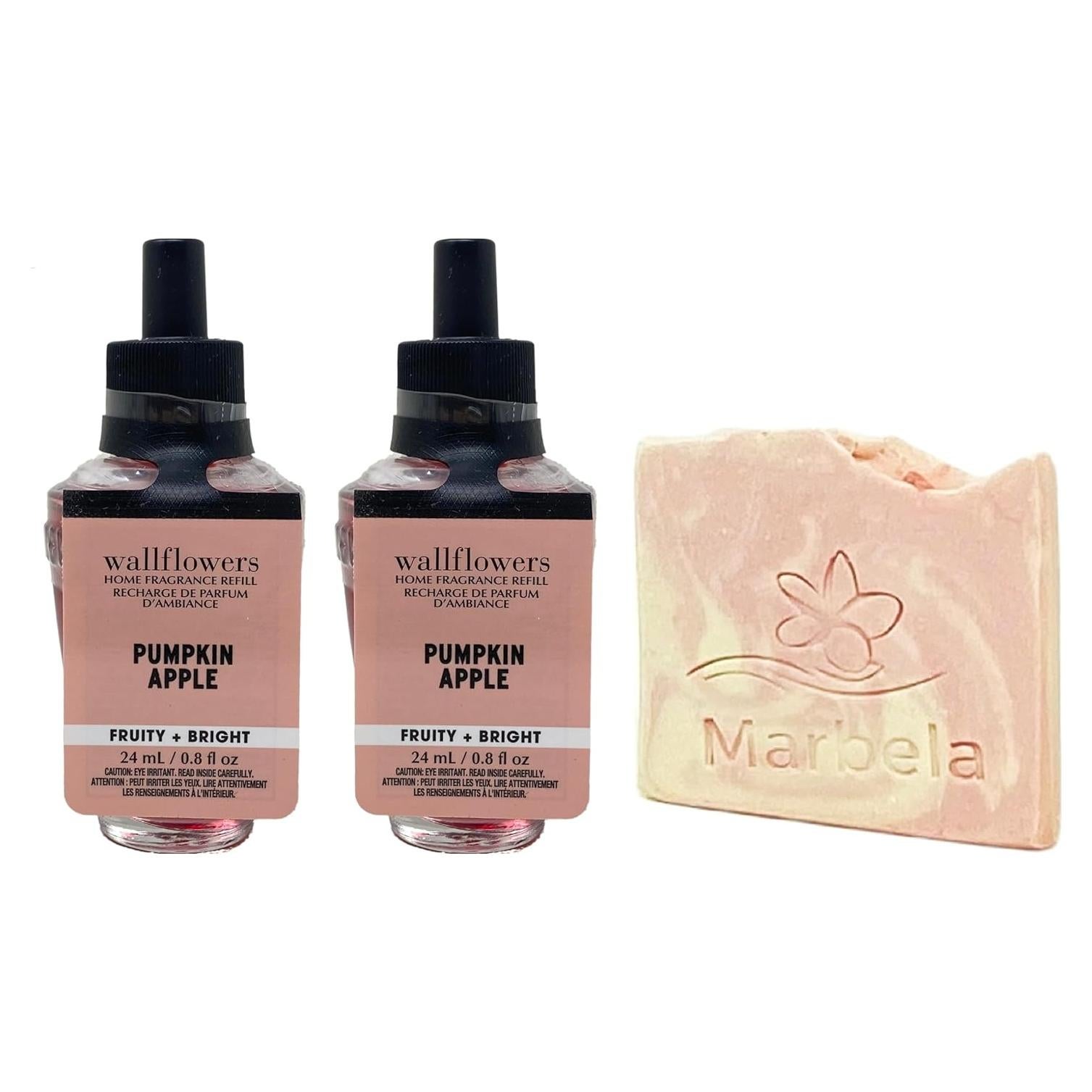 Recarga Fragancia Pared Calabaza Manzana 2x24mL + Jabón Sal Himalaya