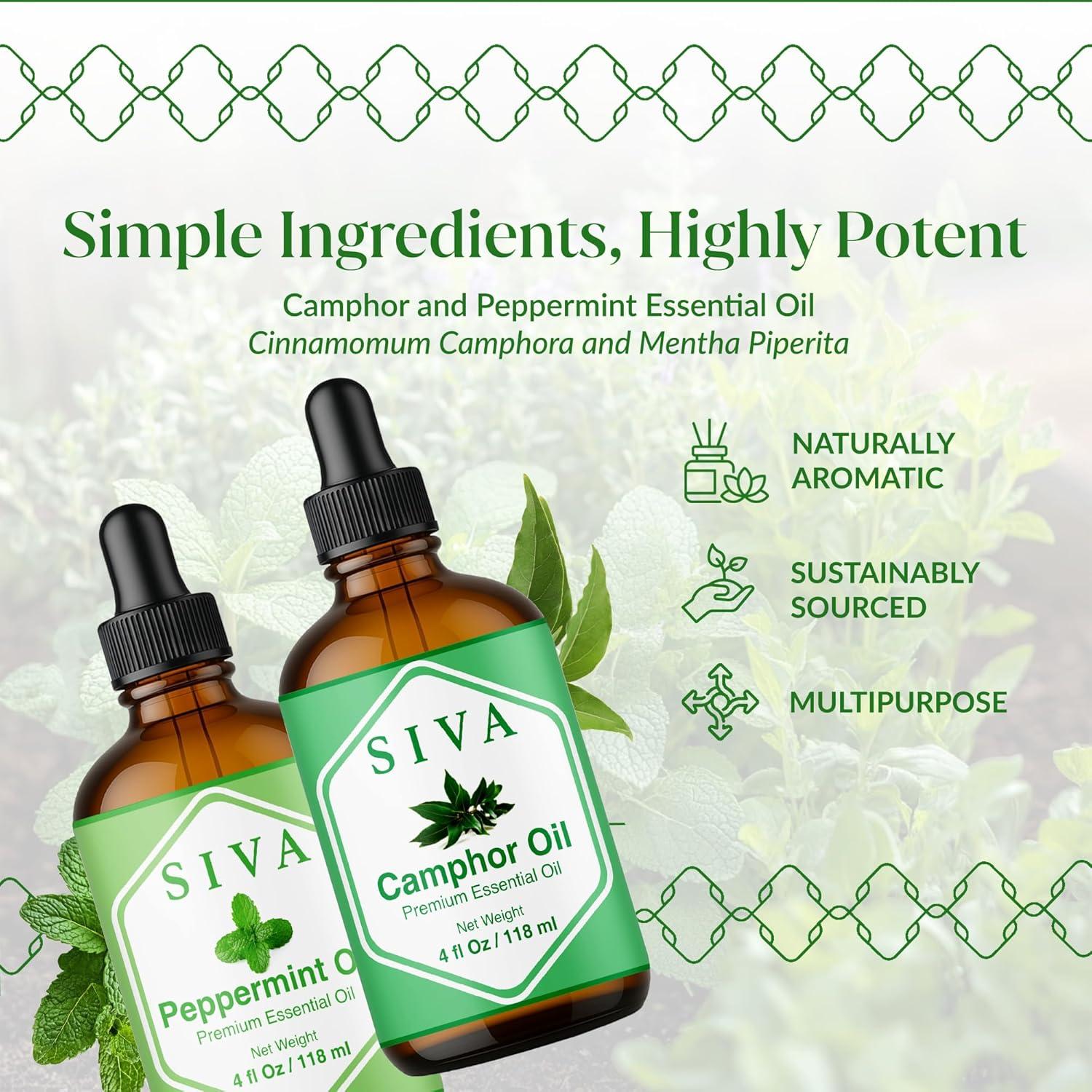 Combo Aceites Esenciales SIVA Alcanfor y Menta 4oz